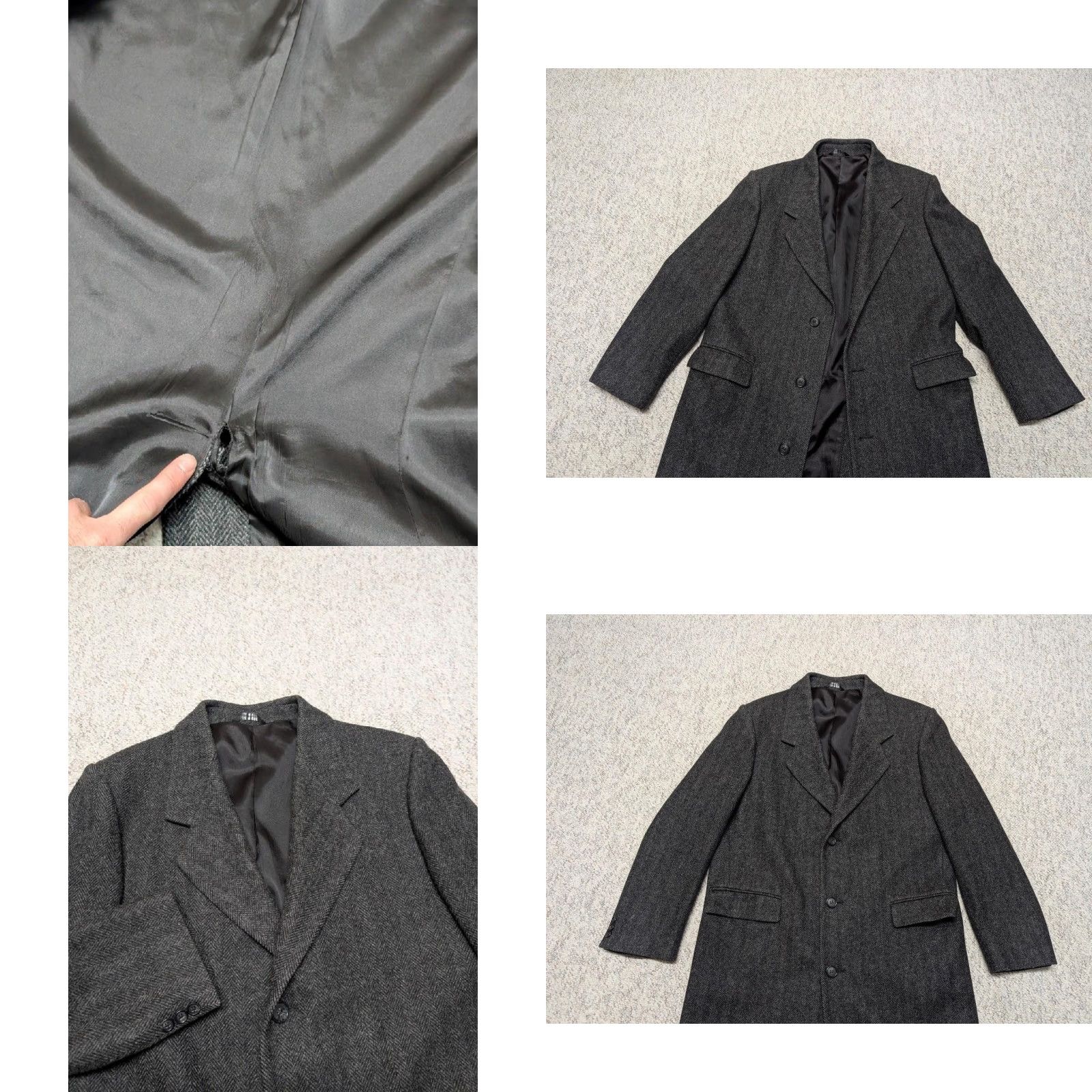 Vintage VINTAGE Towncraft Overcoat Shirt Mens 44L Charcoal Gray Tweed Donegal Herringbone Long Coat Size US L / EU 52-54 / 3 - 8 Thumbnail