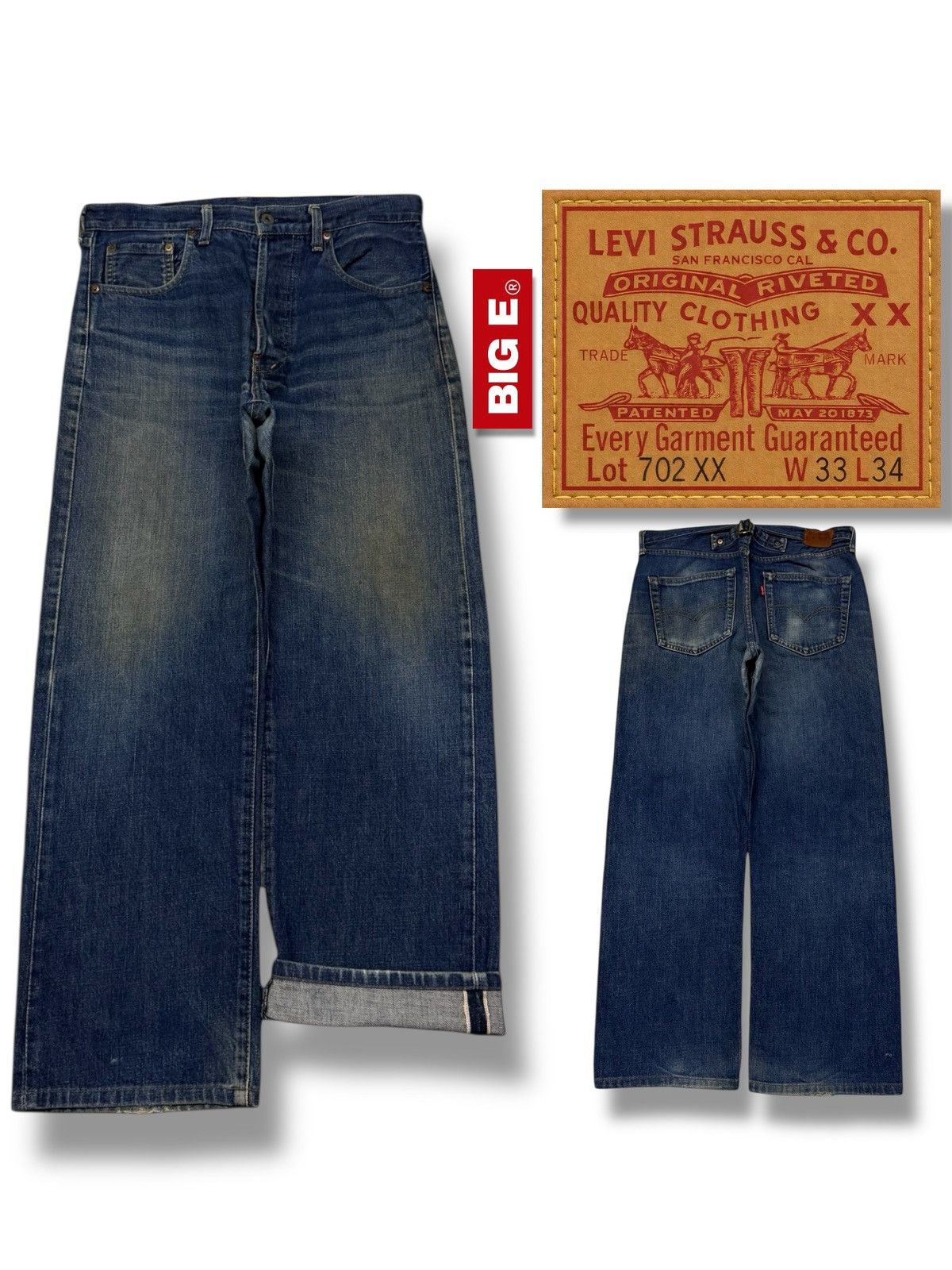 Levi's Vintage Clothing Vintage 90s Levi’s 702XX Big E Buckle Back Selvedge Denim 32 Size US 32 / EU 48 - 1 Thumbnail