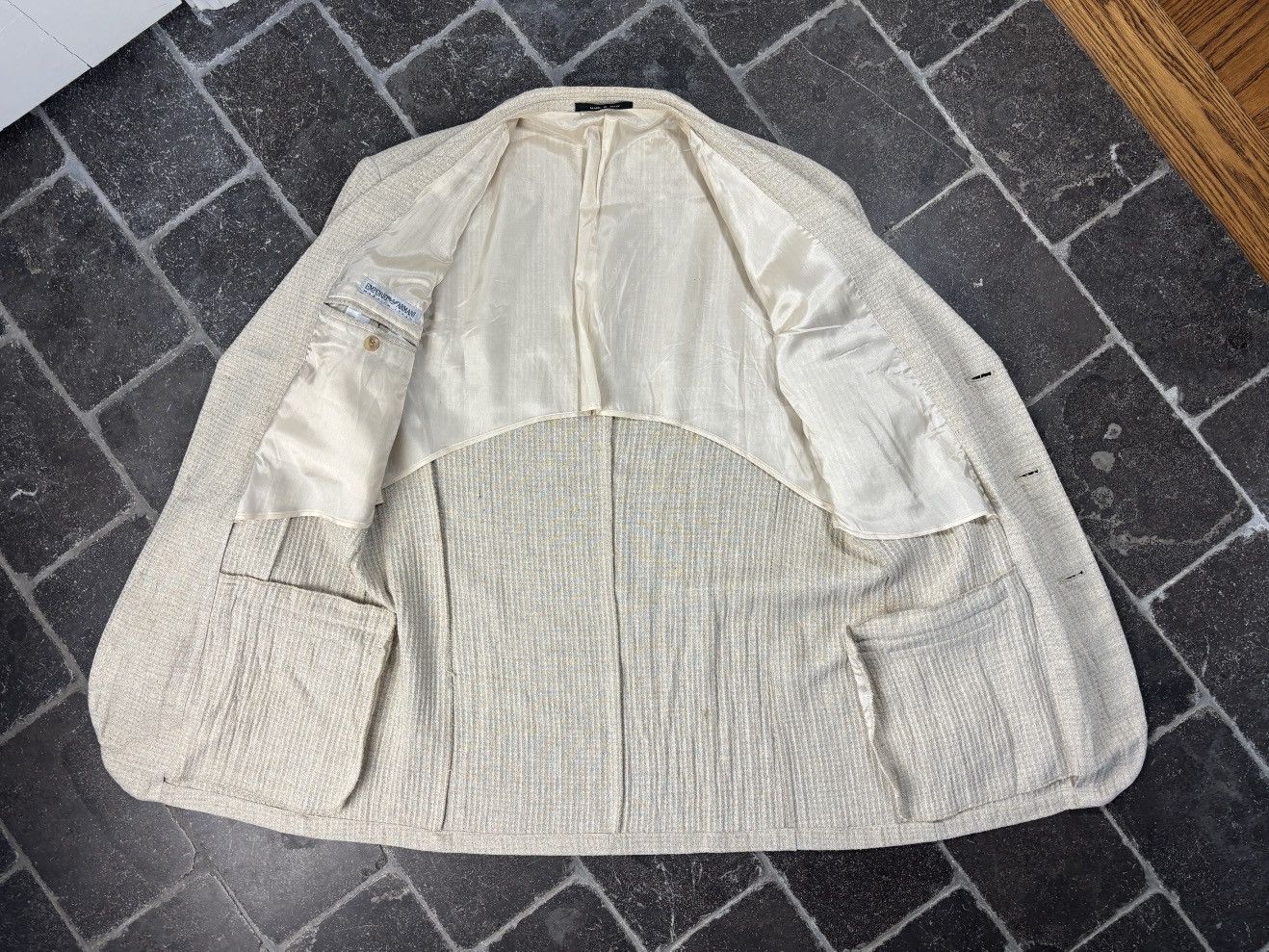 Emporio Armani S/S 1994 Emporio Armani Jacket 90s Vintage Linen Blazer Puck Size 48R - 5 Thumbnail
