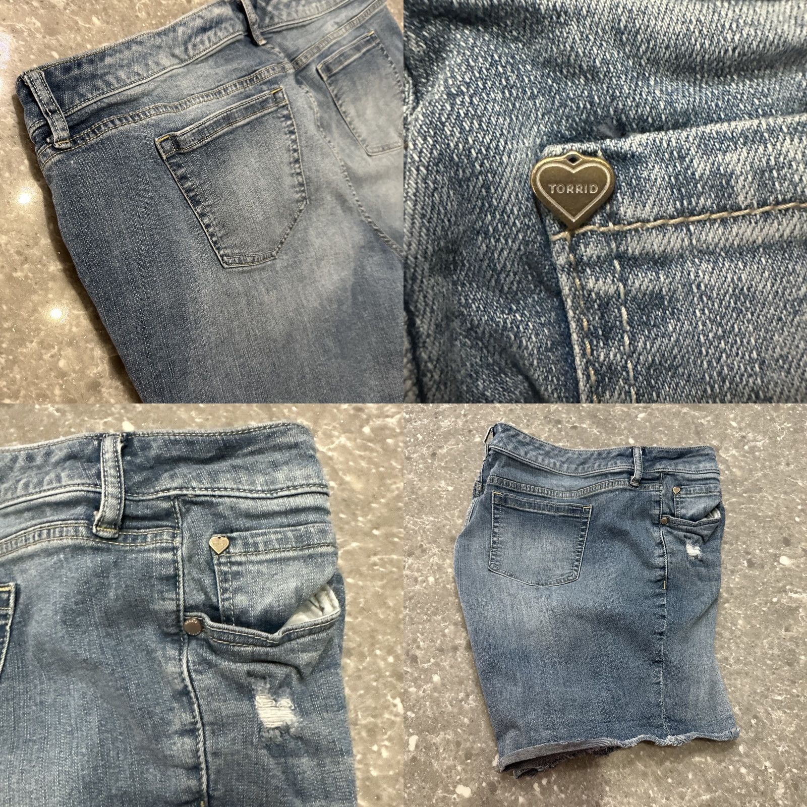 Torrid Torrid Denim Shorts Cut-Off Distressed High Rise 18 Plus Blue 98% Cotton 2% Spandex Casual Size 40" / US 18 - 9 Thumbnail