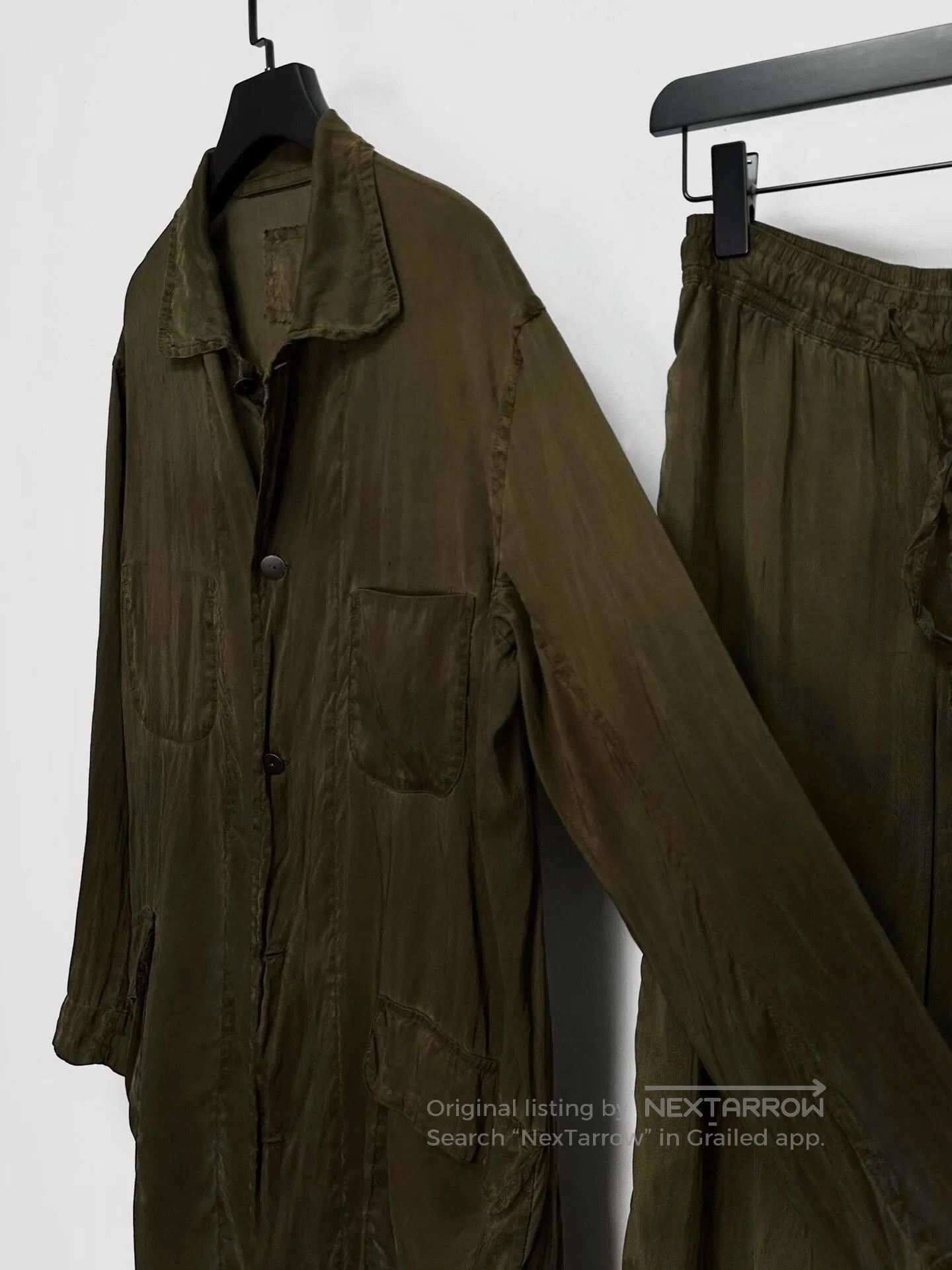 Casey Vidalenc olive silk outfit by chez vidalenc. Size M / US 6-8 / IT 42-44 - 3 Thumbnail