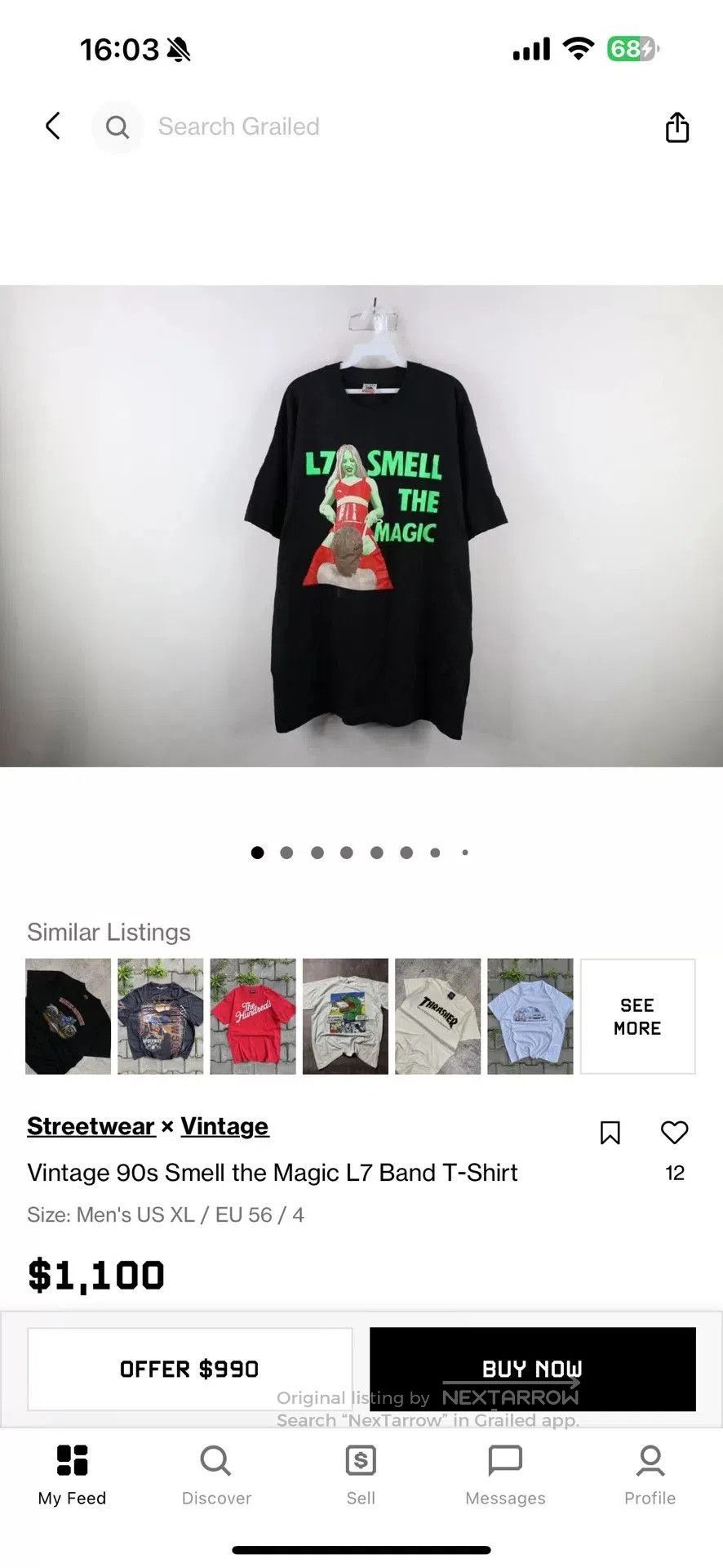 Vintage Vintage 00s L7 Smell The Magic Tee. Size US M / EU 48-50 / 2 - 6 Thumbnail