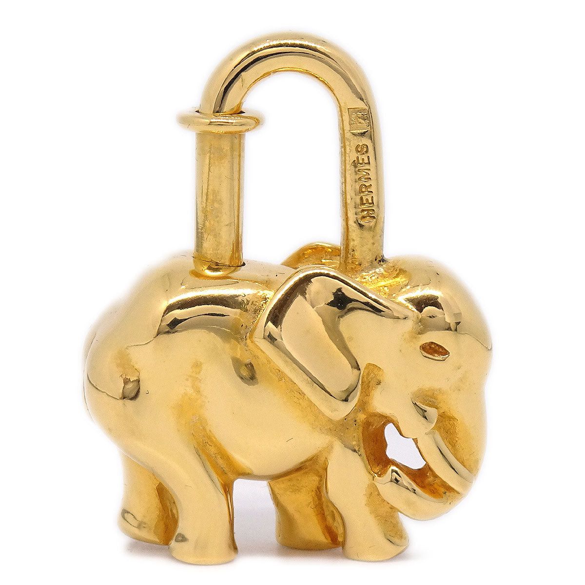 image of Hermes Elephant 1988 Cadena Lock Bag Charm Gold Small Good 86043 in Black, Women's