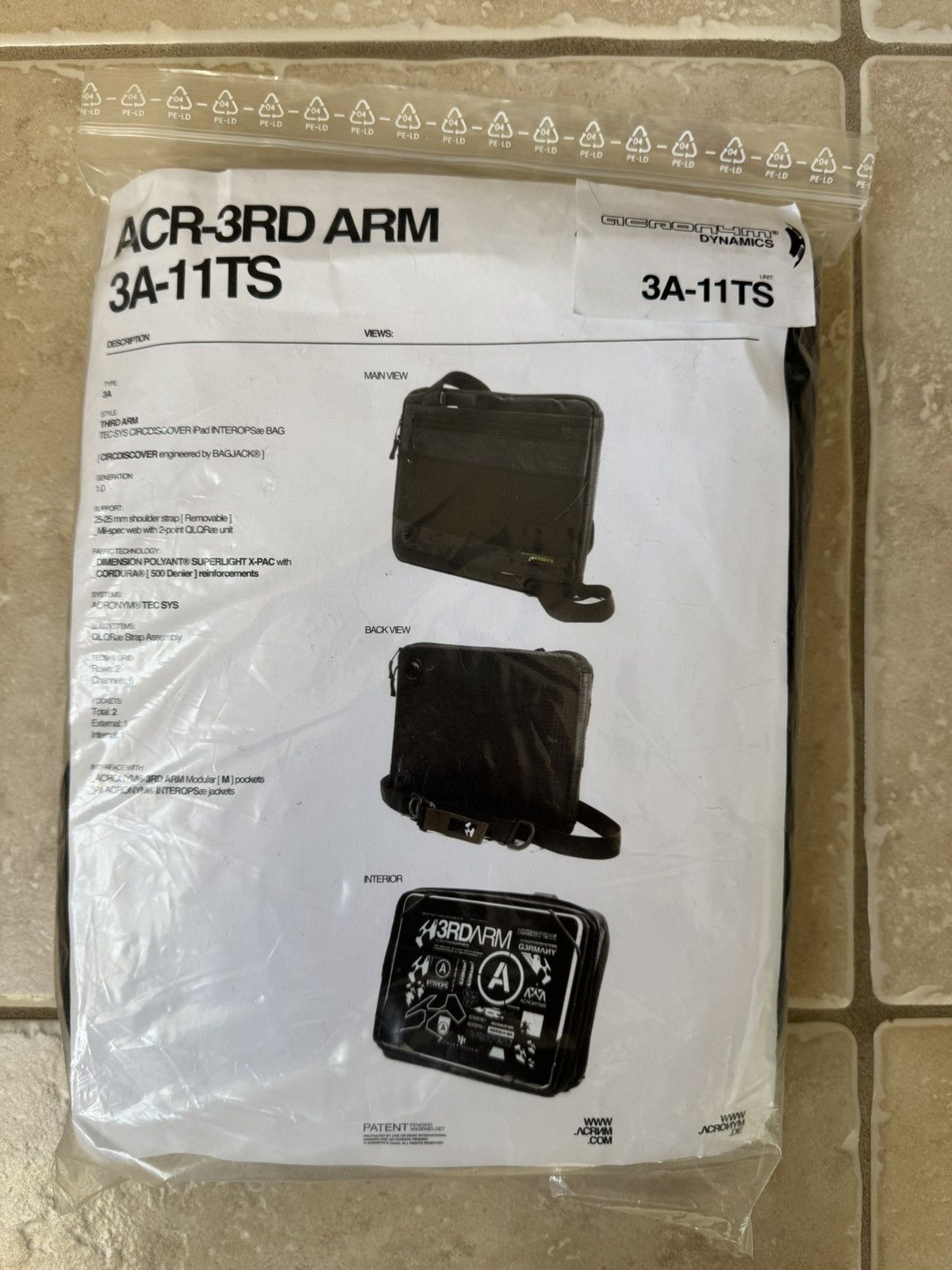 Acronym ACR 3RD ARM 3A-11TS iPad bag Size ONE SIZE - 4 Thumbnail