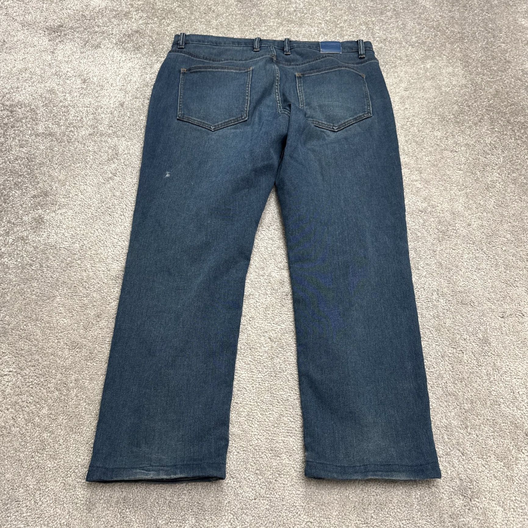 Denime Mugsy Woodys Denim Jeans Men 36x32 Dark Wash Straight Flex Stretch Lined Size US 36 / EU 52 - 2 Thumbnail
