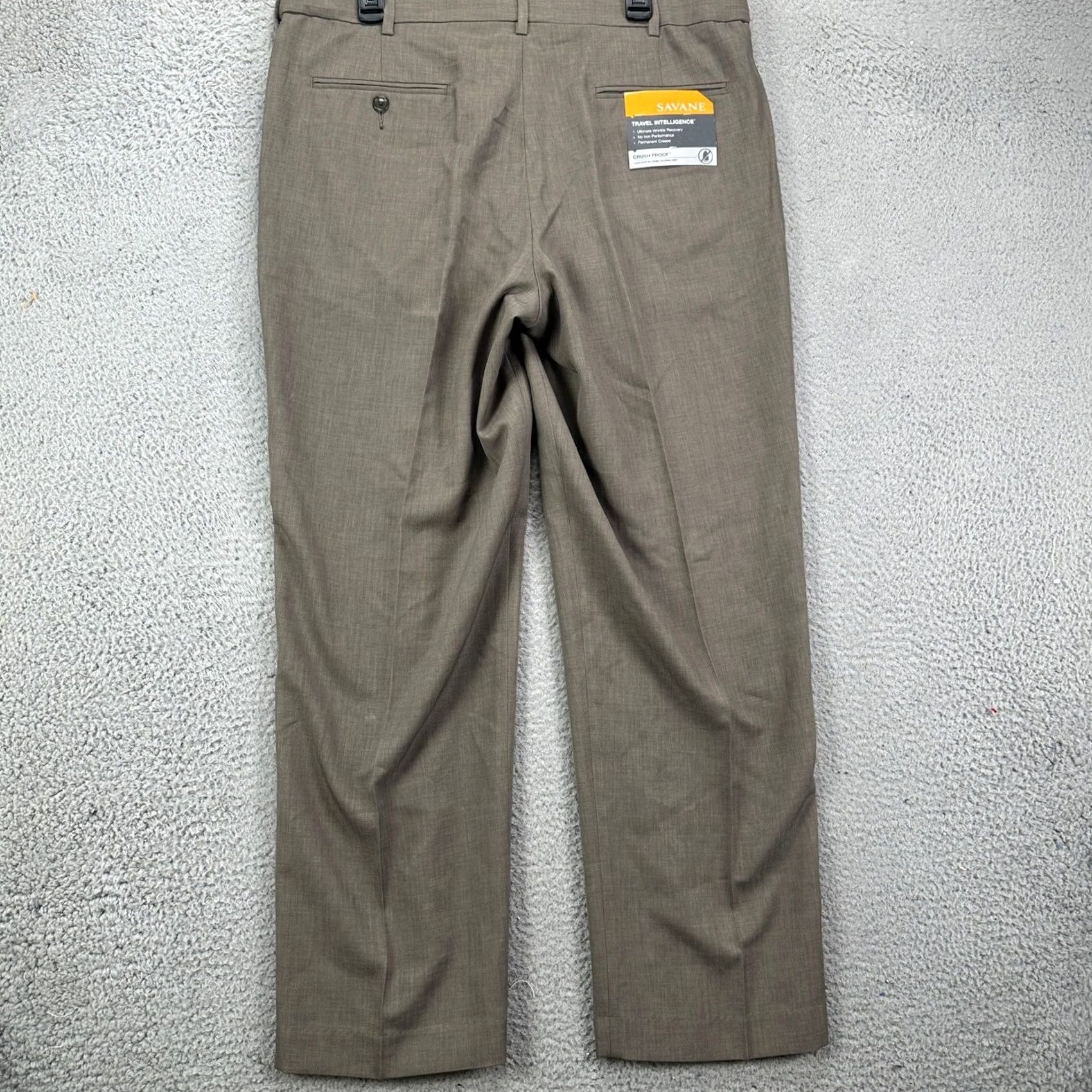Savane Savane Dress Pants Mens 36X30 Gray Flat Front Straight Comfort NEW Size US 36 / EU 52 - 2 Thumbnail