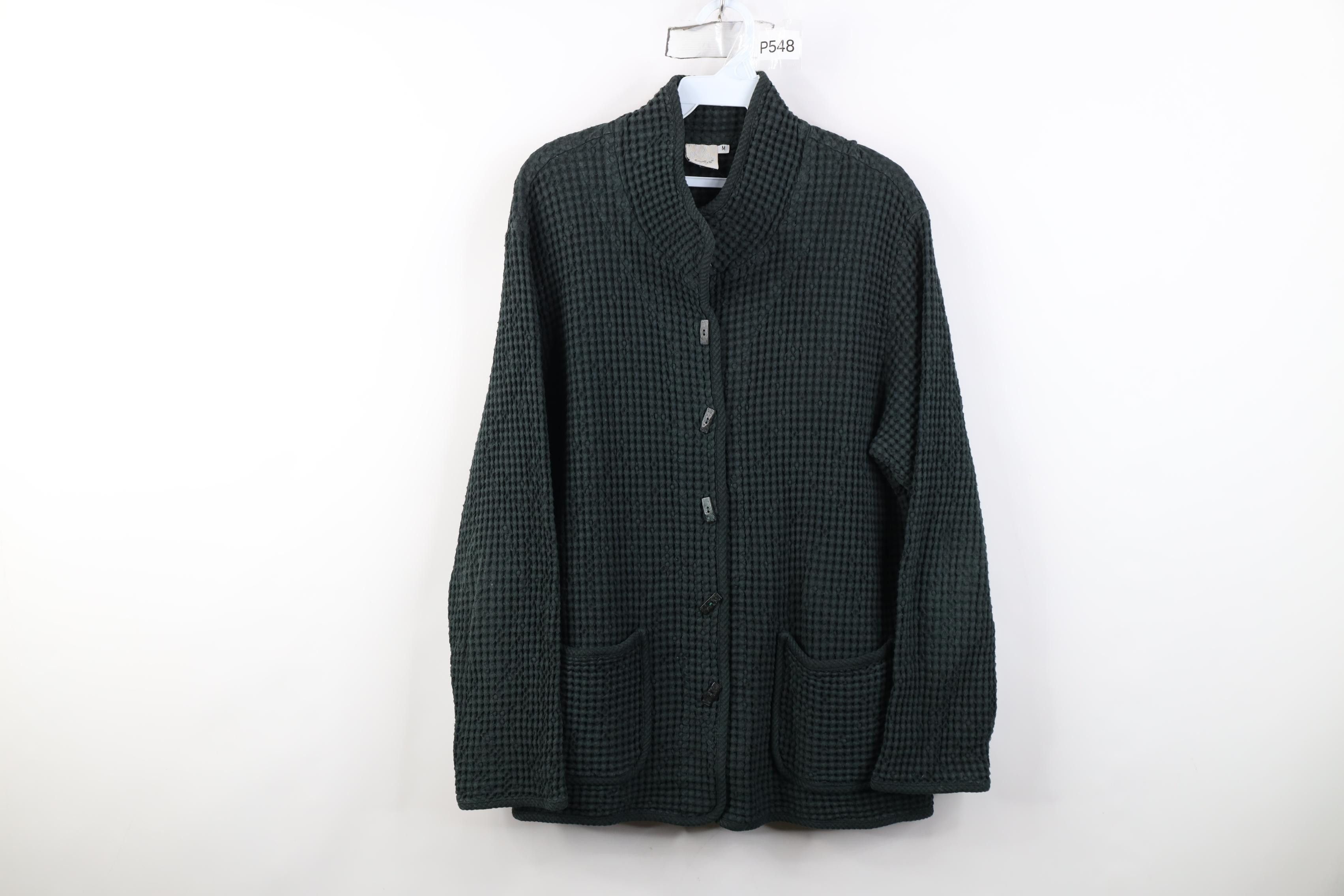 Vintage Vintage 90s Lagenlook Ribbed Knit Cardigan Sweater Green USA Size M / US 6-8 / IT 42-44 - 1 Thumbnail