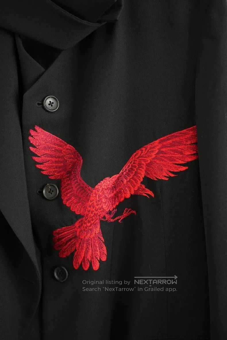 Yohji Yamamoto Red Embroidered Double Layer Coat by Yohji Yamamoto- Size US M / EU 48-50 / 2 - 4 Thumbnail