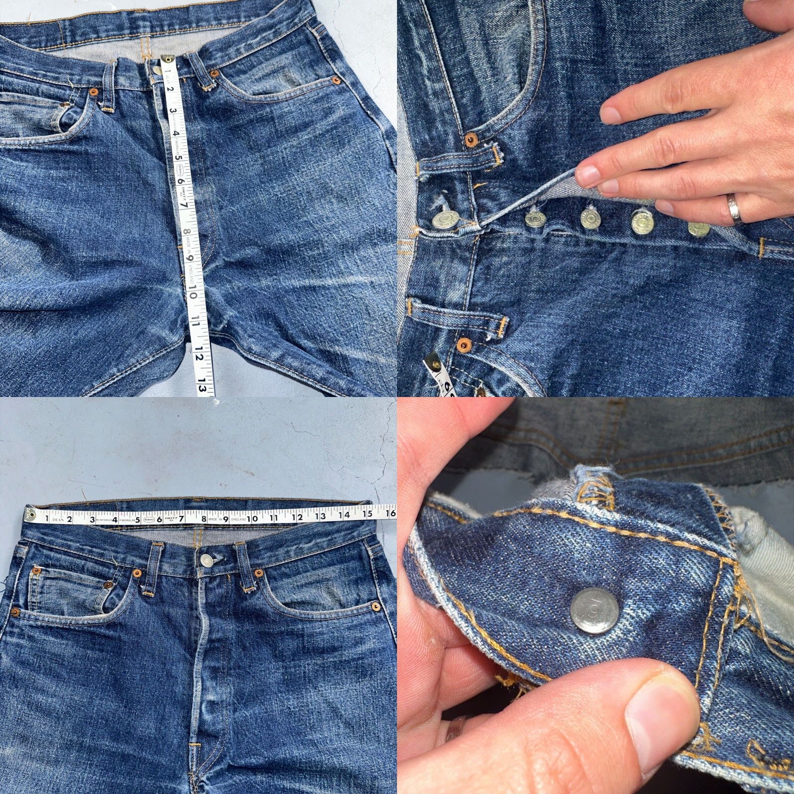 Levi's VINTAGE Levi's 501 XX Jeans 80s Redline Selvedge Blue Denim Straight 33x36 30x33 Mens USA Bootcut (Mid Rise) Distressed Button Closure Size US 33 - 8 Thumbnail