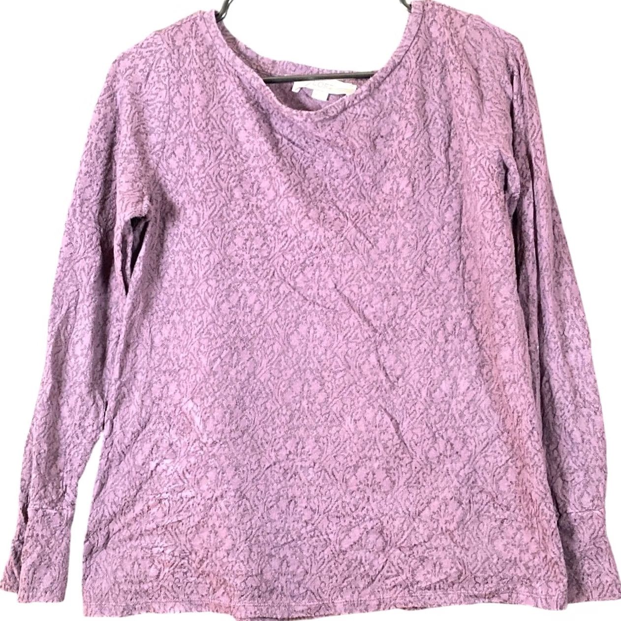 Loft LOFT Purple Floral Jacquard Long Sleeve Boat Neck Button Sweater M Womens Pullover Casual Workwear Size M / US 6-8 / IT 42-44 - 2 Thumbnail
