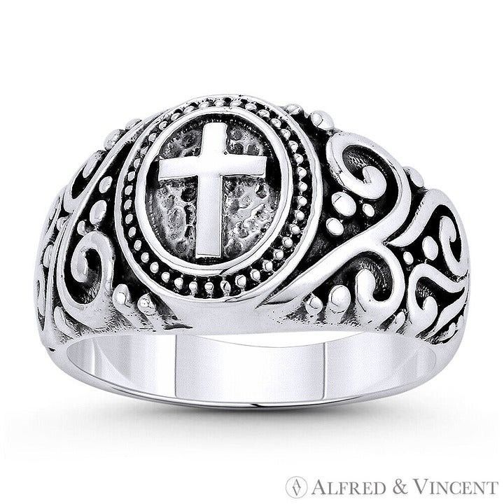 Other Cross & Filigree Signet-Style Ring in .925 Sterling Silver Size ONE SIZE - 1 Preview