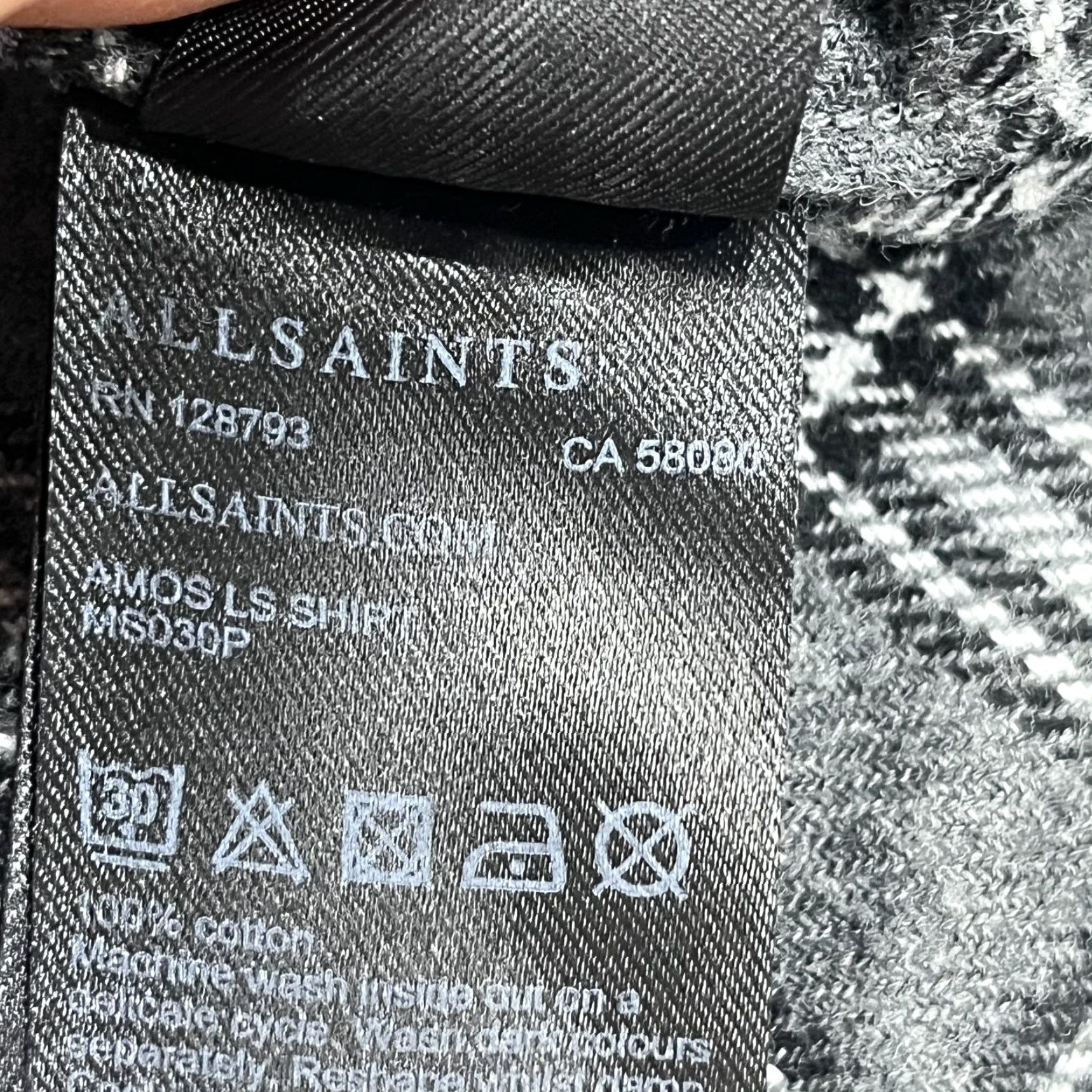 Allsaints AllSaints Shirt Mens L Gray Plaid Amos Long Sleeve Flannel Button Cotton Size US L / EU 52-54 / 3 - 5 Thumbnail
