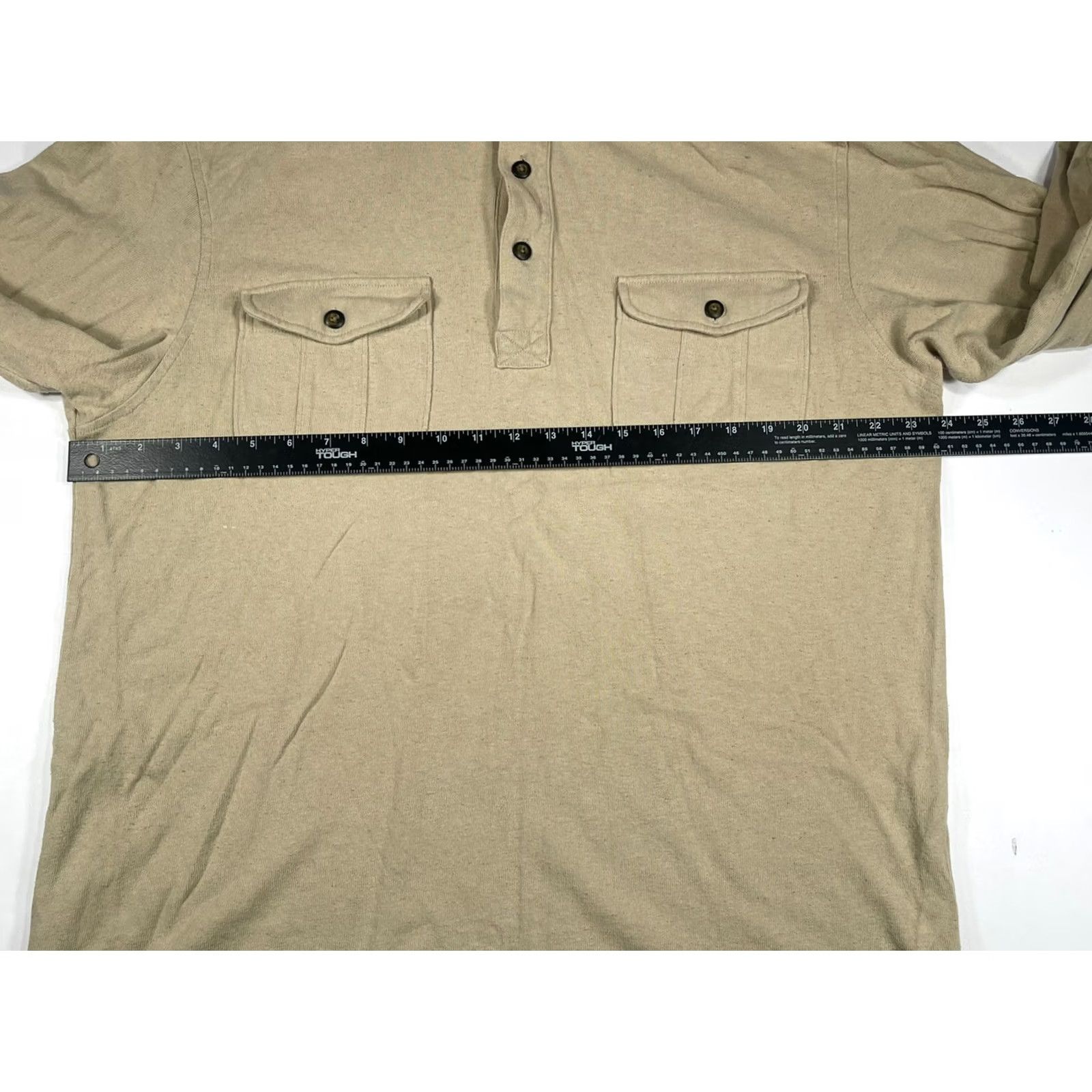 Vintage Structure Mens Long Sleeve Polo Shirt L Beige Collared Button 100% Cotton Size US L / EU 52-54 / 3 - 4 Thumbnail