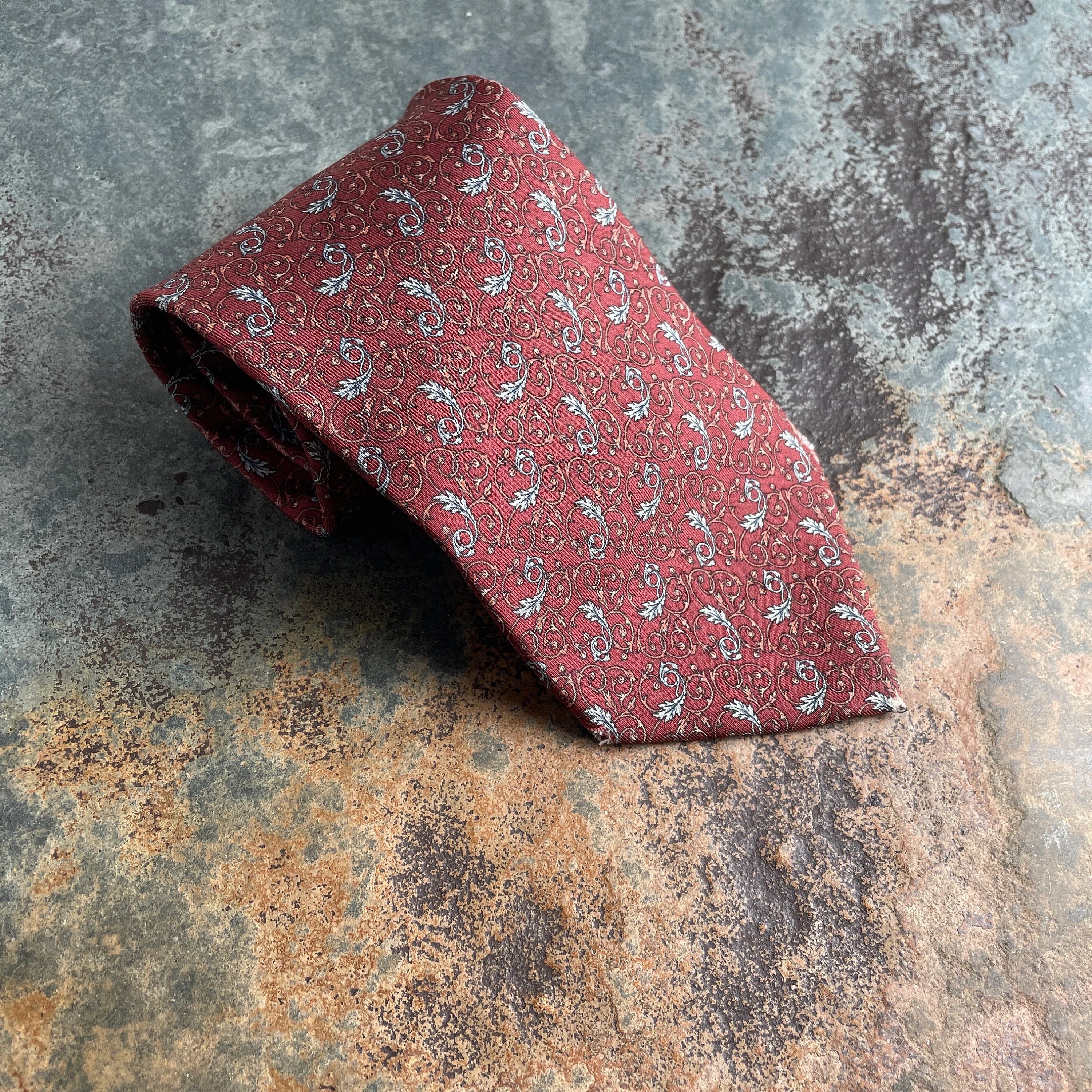 Yves Saint Laurent Vintage YSL Brown Silk Tie Floral Motif | Saint Laurent Size ONE SIZE - 1 Thumbnail