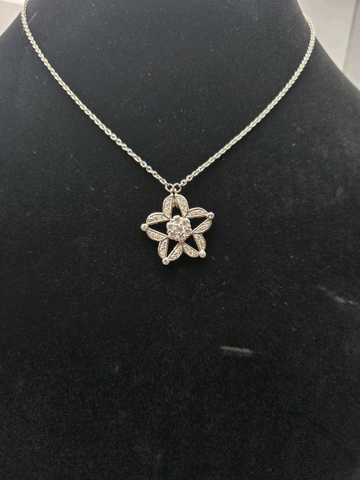Sterling Silver Sterling Silver CZ Star Pendant Necklace 16.5–18" Adjustable Size ONE SIZE - 3 Thumbnail