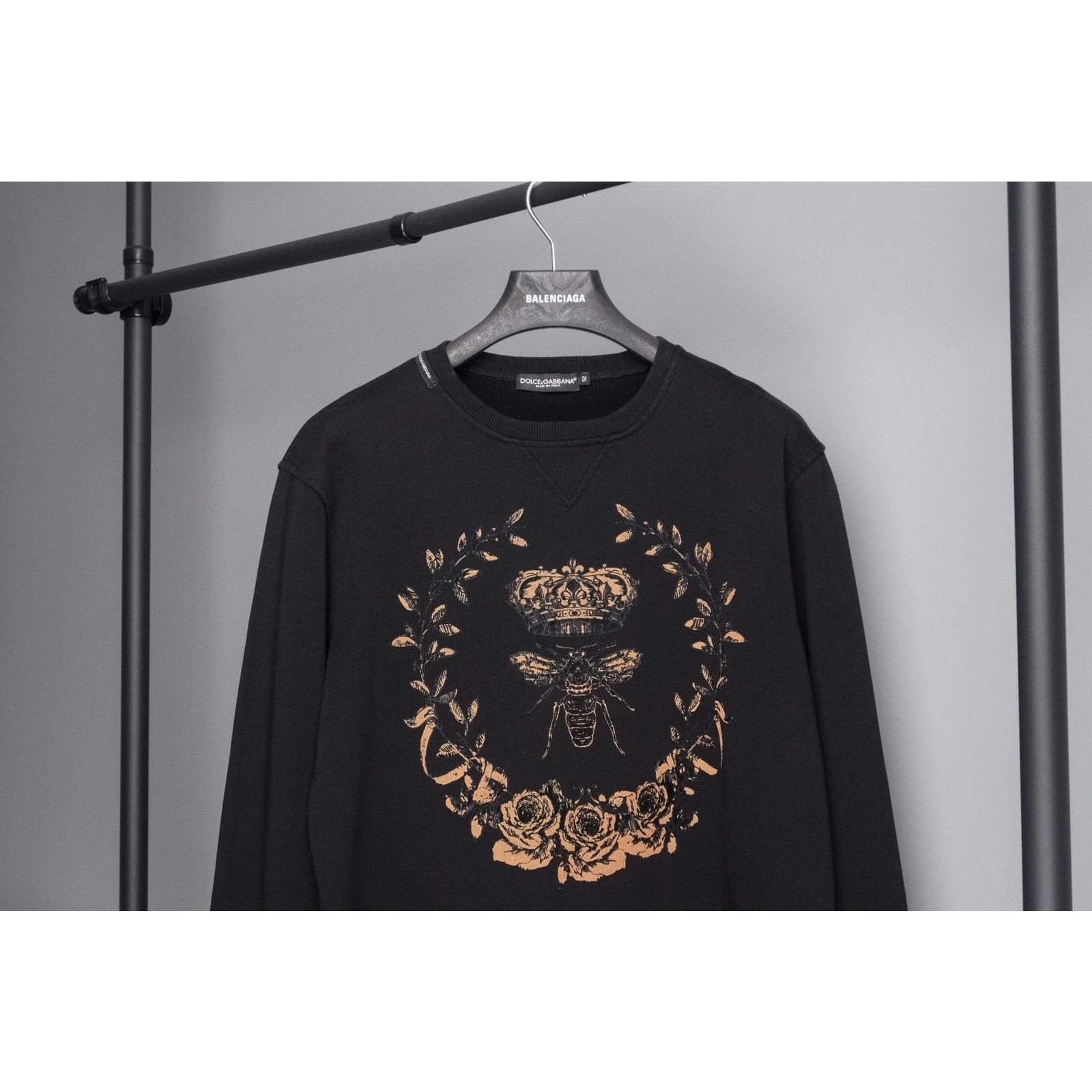Dolce & Gabbana Dolce gabbana king bee print gold logo black crew sweatshirt Size US L / EU 52-54 / 3 - 2 Thumbnail