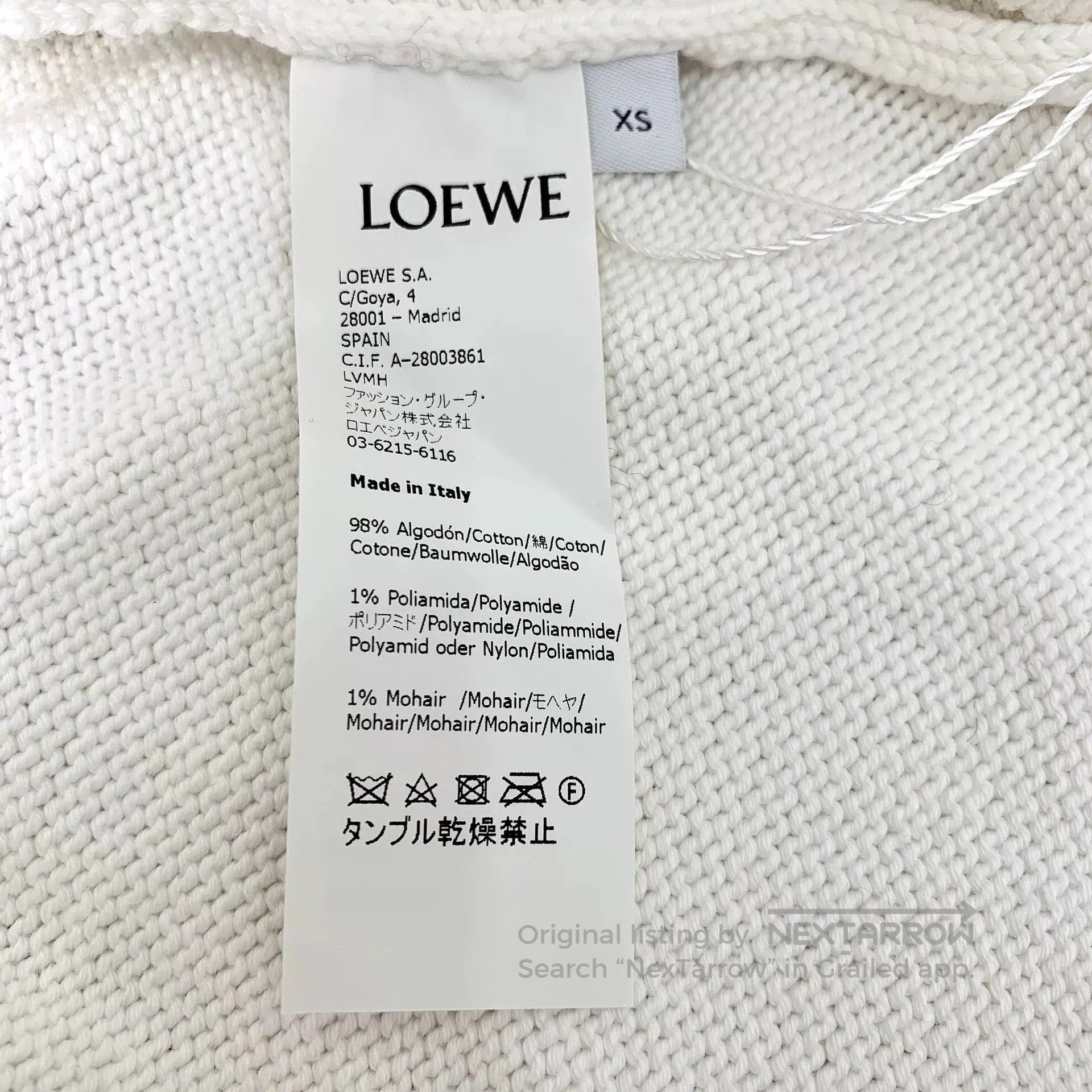 Loewe Loewe Logo Embroidered Cotton Crewneck Sweater. Size XS / US 0-2 / IT 36-38 - 7 Thumbnail