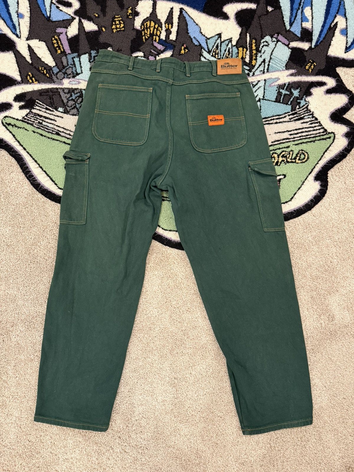 Butter Goods GREEN CARGO DENIM ULTRA BAGGY BUTTER GOODS JEANS Size US 34 / EU 50 - 2 Thumbnail