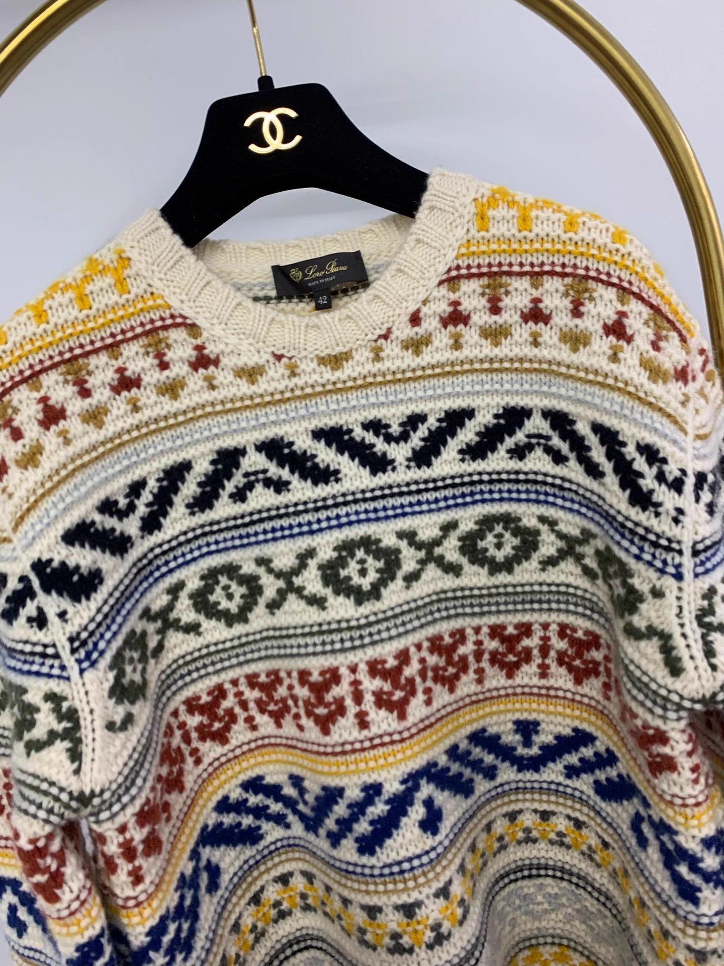 Loro Piana Loro Piana Holiday Color Print Cashmere Sweater IT42 Size US XS / EU 42 / 0 - 2 Thumbnail