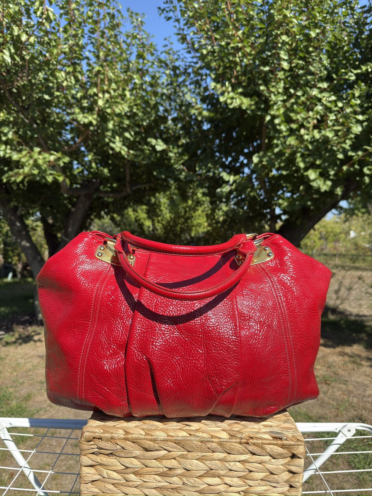 Miu Miu Miu Miu Crinkle Patent Leather Tote Rosso Red Hand Bag Size ONE SIZE - 24 Thumbnail