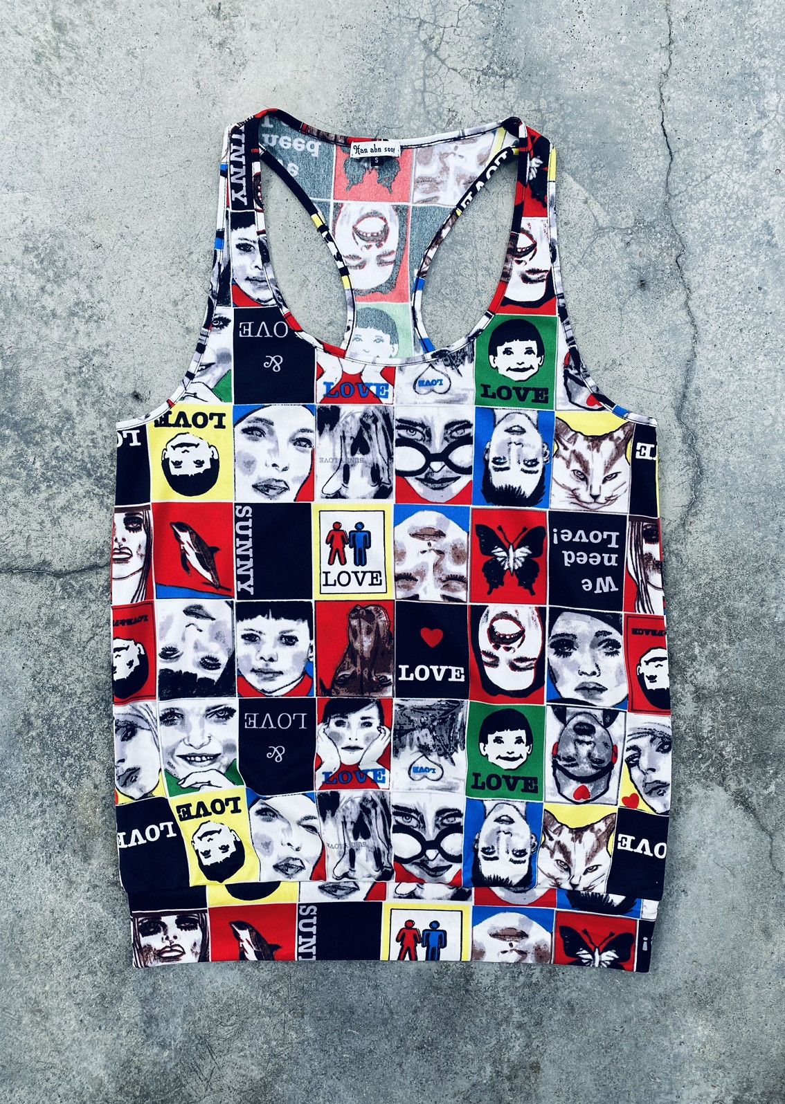 Japanese Brand Vintage Han Ahn Soon Face Art Tank Top Size S / US 4 / IT 40 - 1 Thumbnail