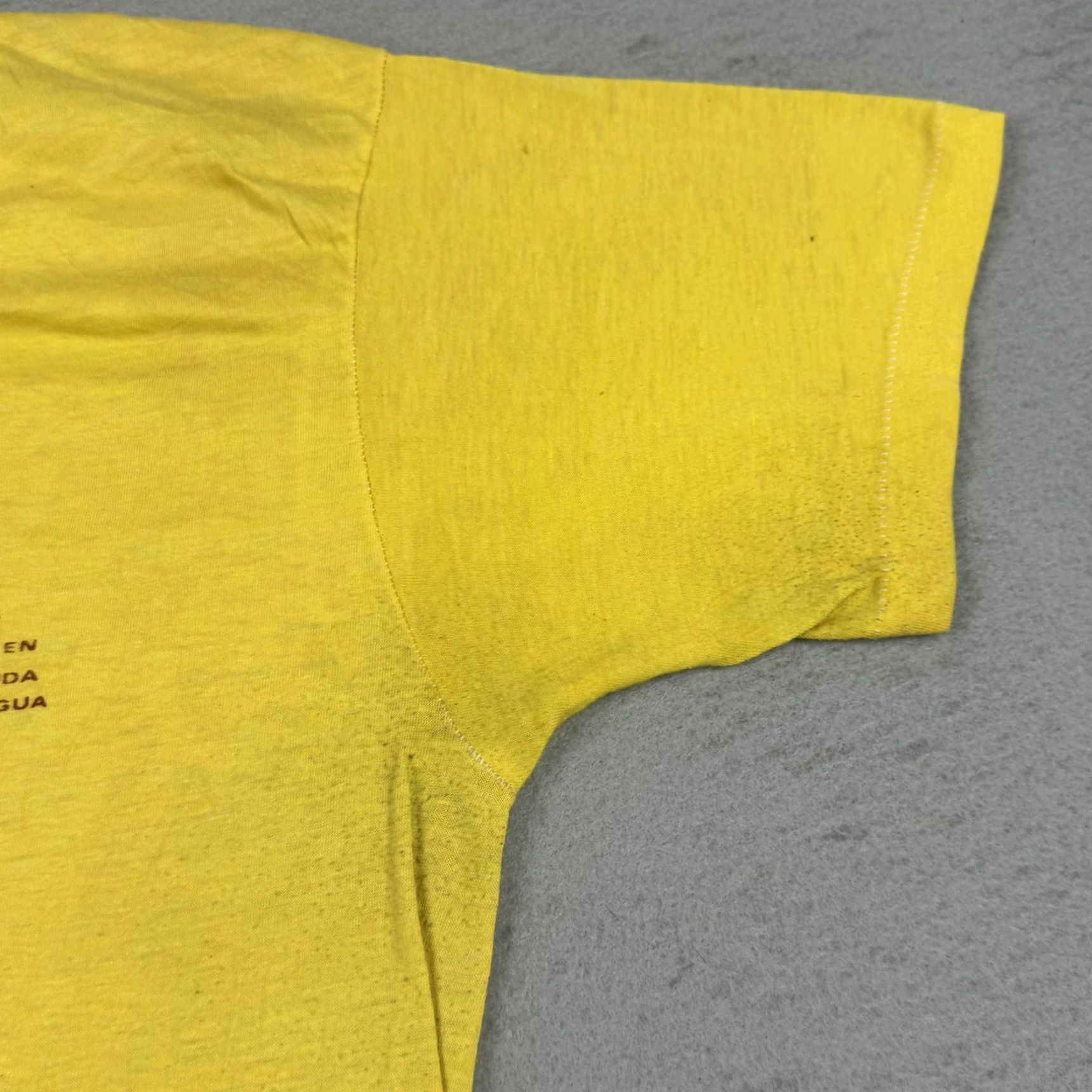 Vintage VINTAGE Screen Stars The Caribbean Map Shirt Mens Small Yellow Single Stitch 70s Graphic Tee Travel Island Map 1977 Mens Small Size US S / EU 44-46 / 1 - 4 Thumbnail