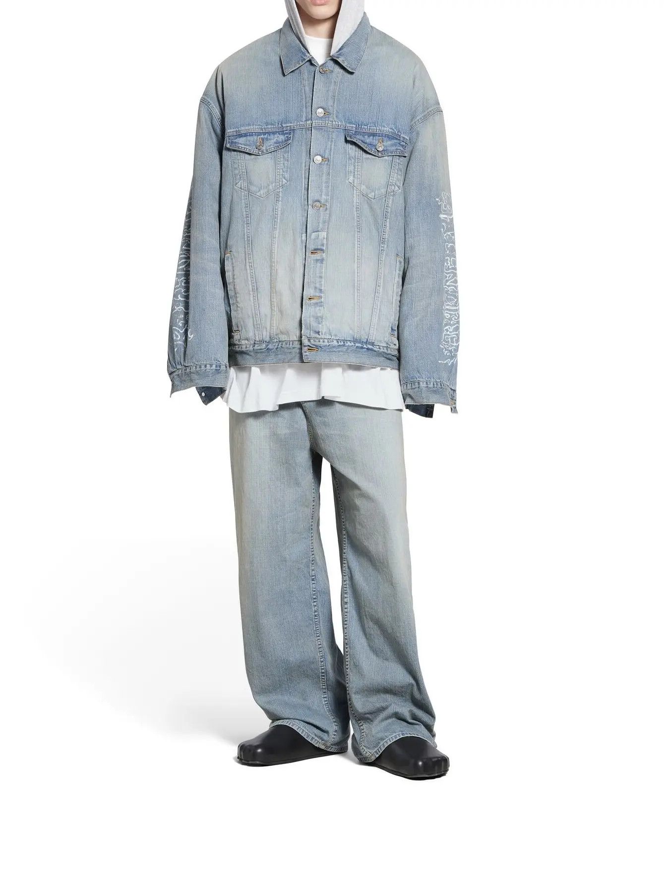 Balenciaga o1w1db11225 DIY Metal Outline Hooded Jacket in Blue Size US XXL / EU 58 / 5 - 5 Thumbnail