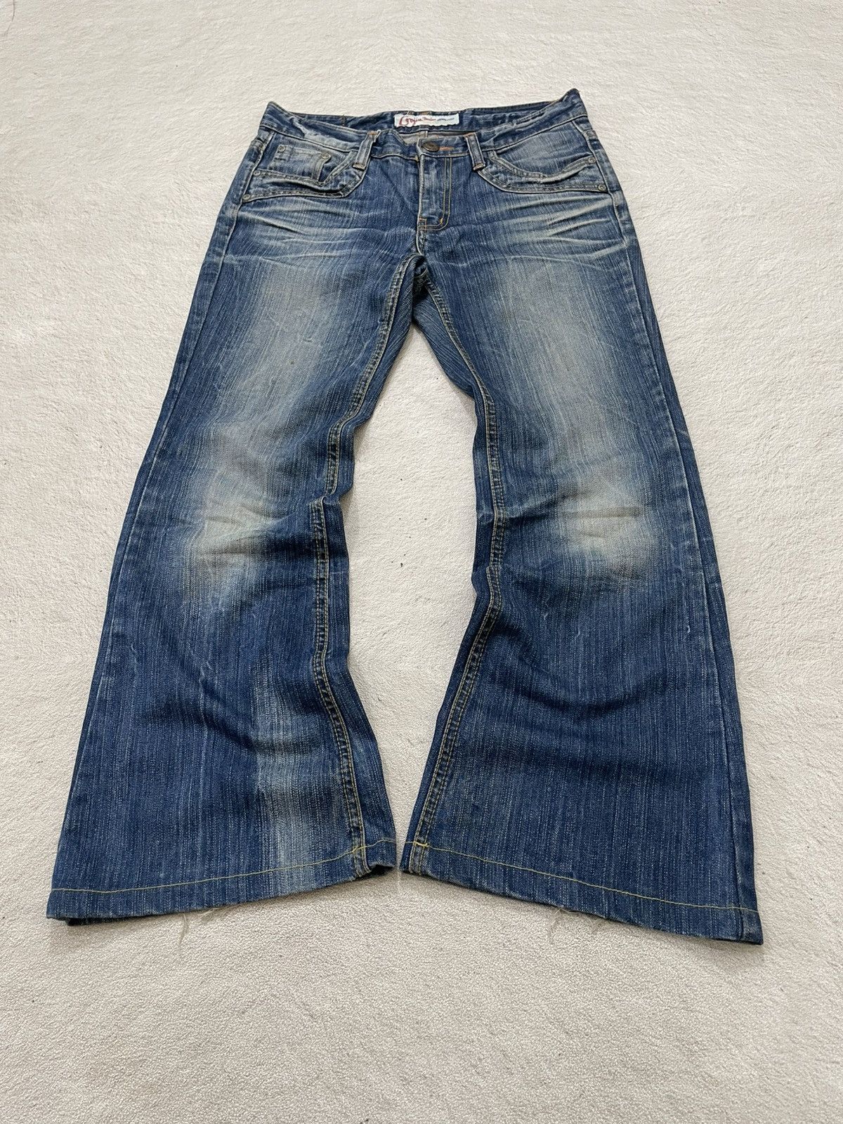 00s Diesel Flare Denim Distressed Bootcut Blue Jeans Wash Y2