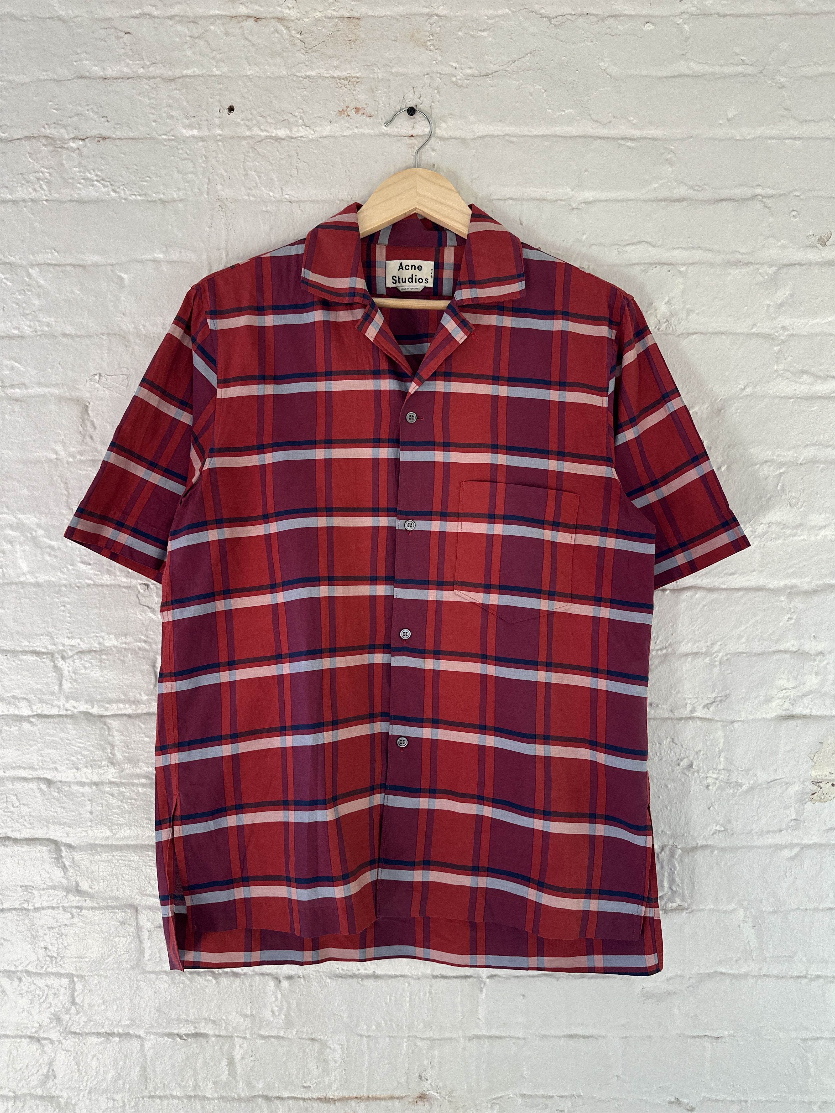 Acne Studios Acne Studios Elms Check Camp Collar Shirt Size US S / EU 44-46 / 1 - 1 Thumbnail