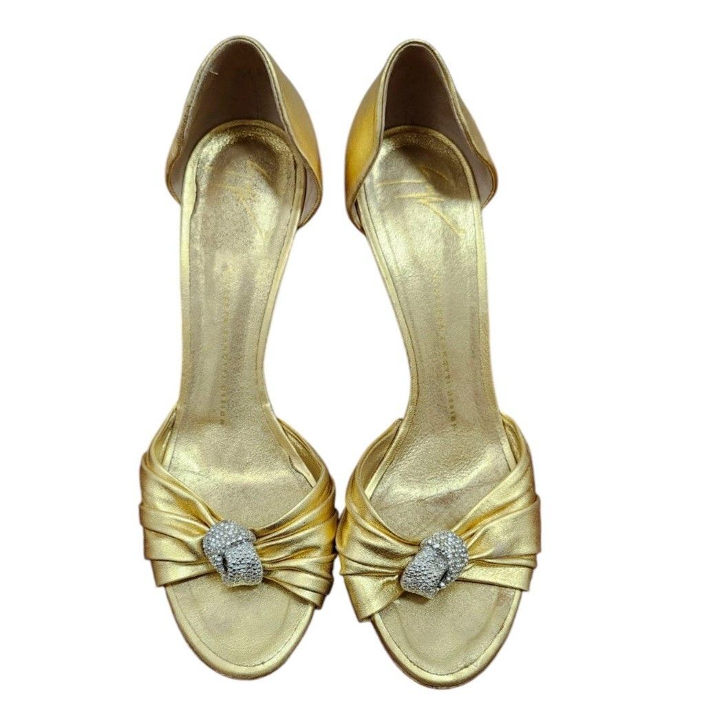 Giuseppe Zanotti Giuseppe Zanotti Gold Peep Toe Pumps Size EU 39.5/US 9 Size US 9 / IT 39 - 4 Thumbnail