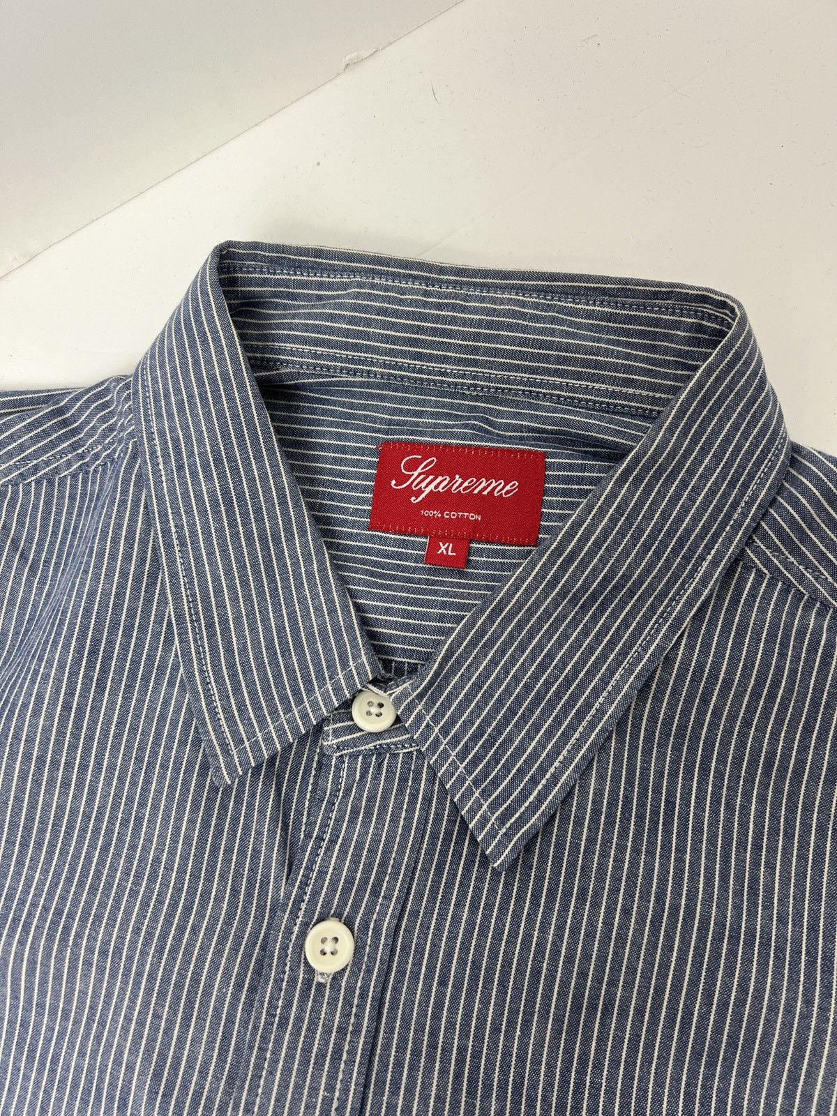 Striped Light Wash Button Up Down