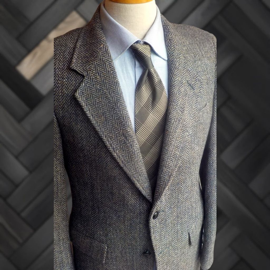 Vintage Kuppenheimer Mens Gray 2 Button Lined Houndstooth Blazer 100% Scottish Wool 39L Size 40R - 1 Thumbnail