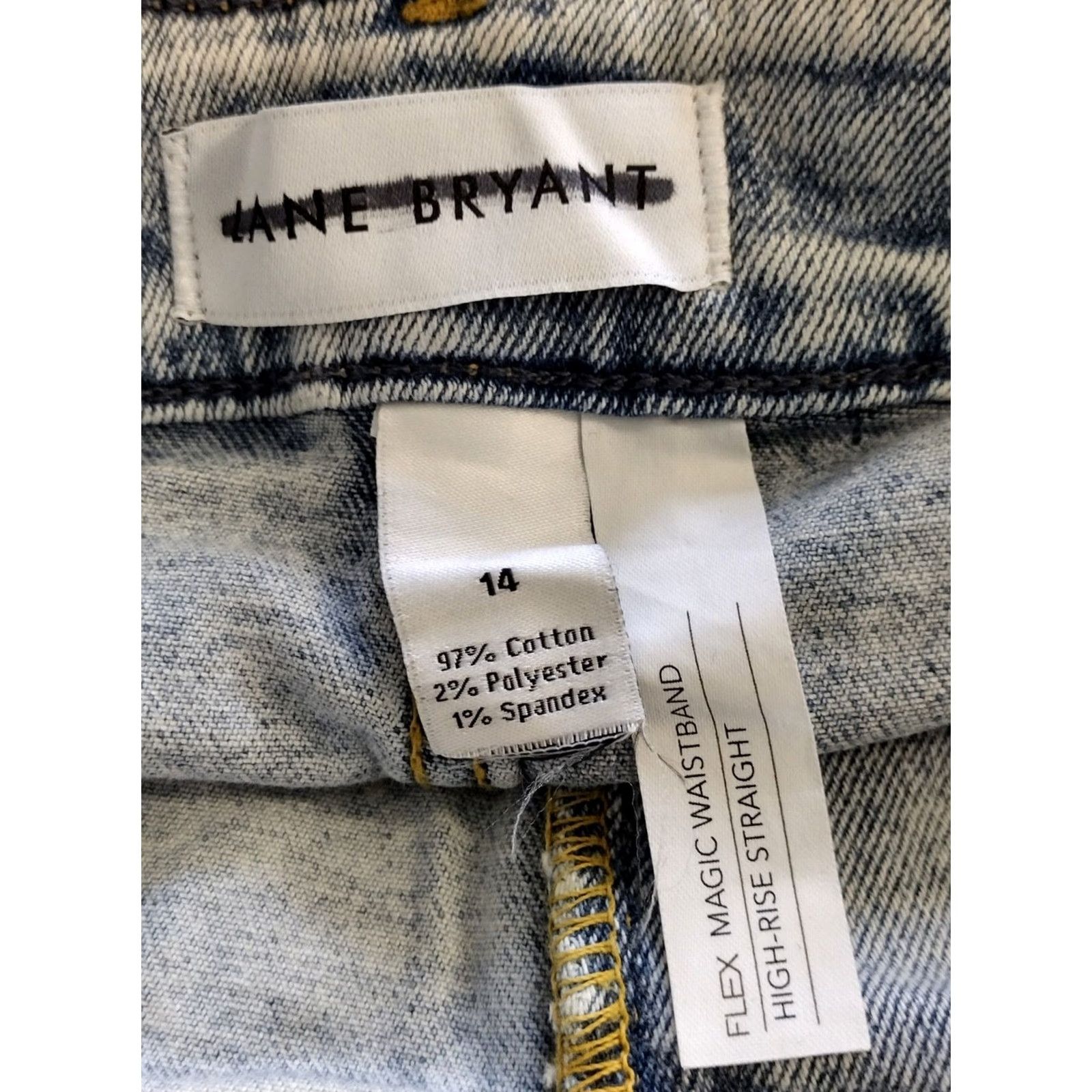 Vintage Lane Bryant Jeans Women's 14 Flex Magic Waistband Light Blue Denim Straight 5-Pocket High Rise Mens Womens Girls? Size 36" / US 14 / IT 50 - 6 Thumbnail