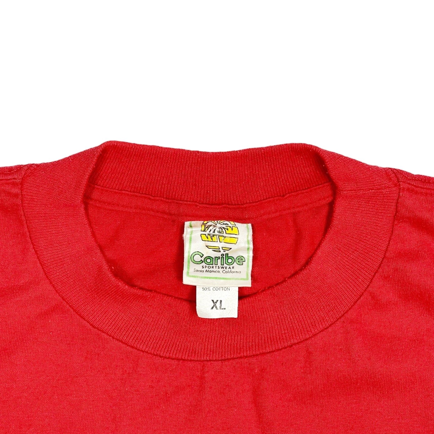 Vintage VINTAGE Caribe Sportswear T-Shirt Men XL Red 80s California Surfing Short Sleeve Crew Neck Single Stitch Size US XL / EU 56 / 4 - 5 Thumbnail
