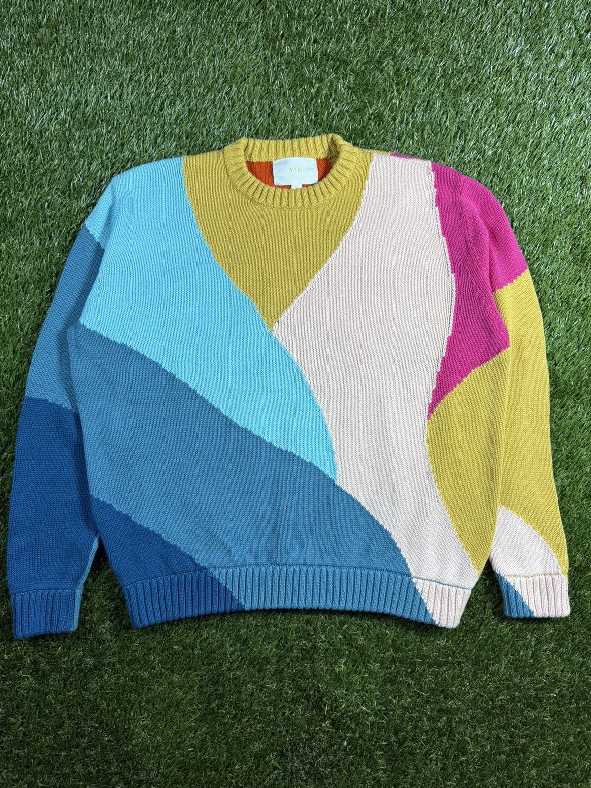 Y2k Yitai LA Fall Vibrant Abstract Colorful Knit Sweater