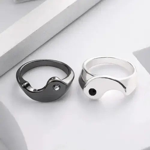 Jewelry Yin Yang Ring ( size 17.5 mm diameter ) Size ONE SIZE - 4 Thumbnail