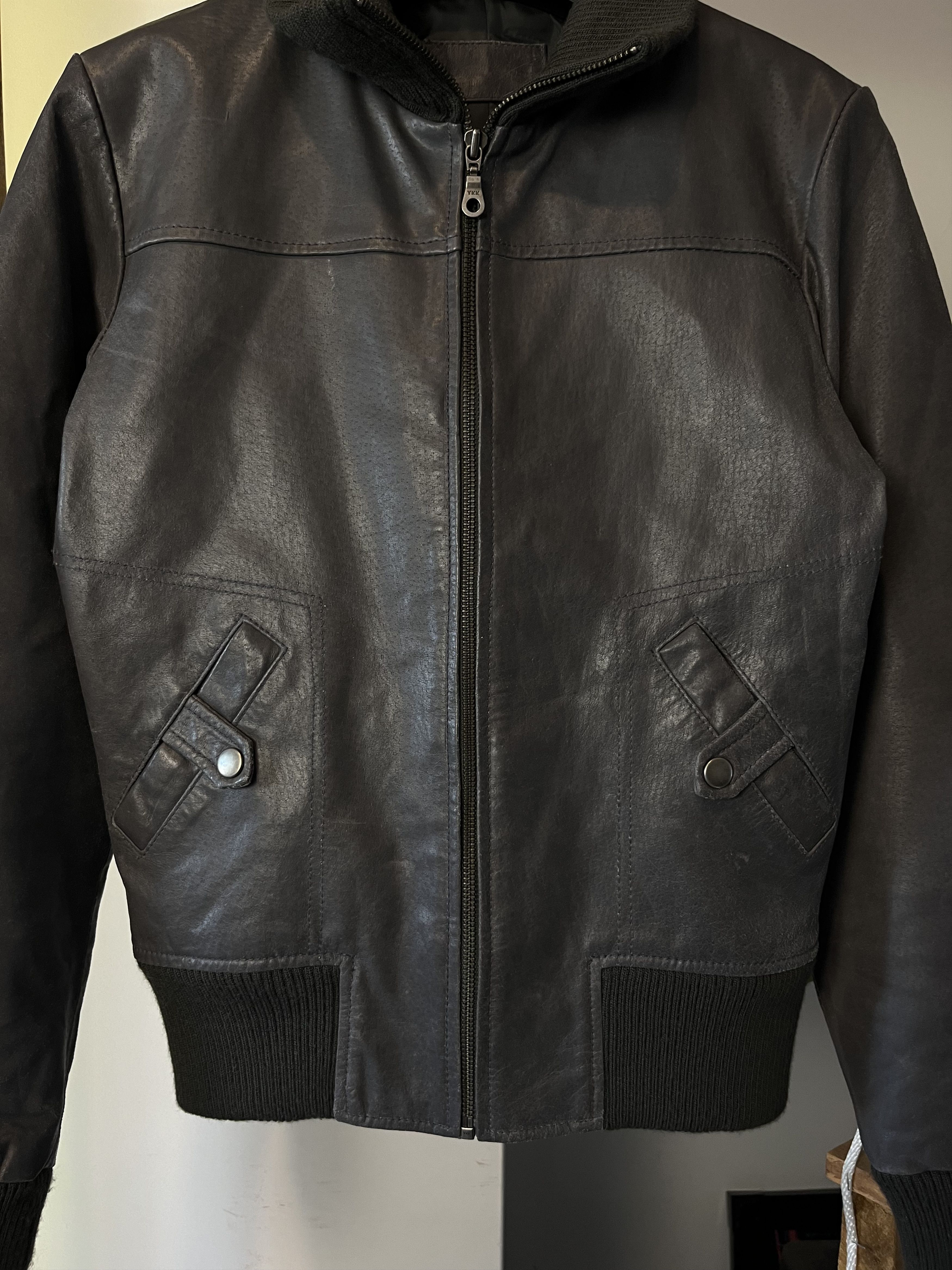 Japanese Brand × Vintage 90s Real Leather Gray Biker Jacket Maison Margiela Style Size S / US 4 / IT 40 - 3 Thumbnail