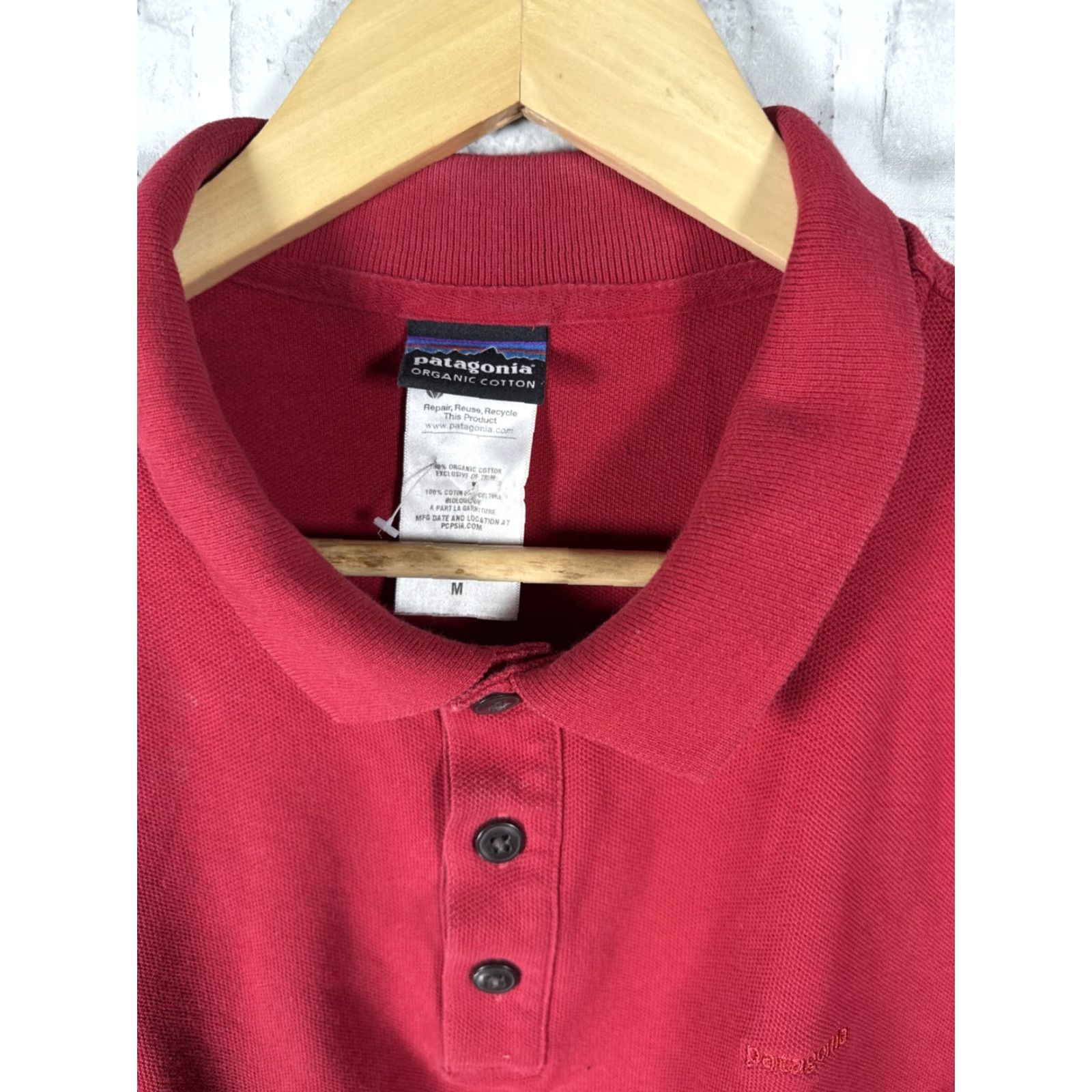 Patagonia Patagonia Red Organic Cotton Polo Shirt Mens M Size US M / EU 48-50 / 2 - 2 Thumbnail