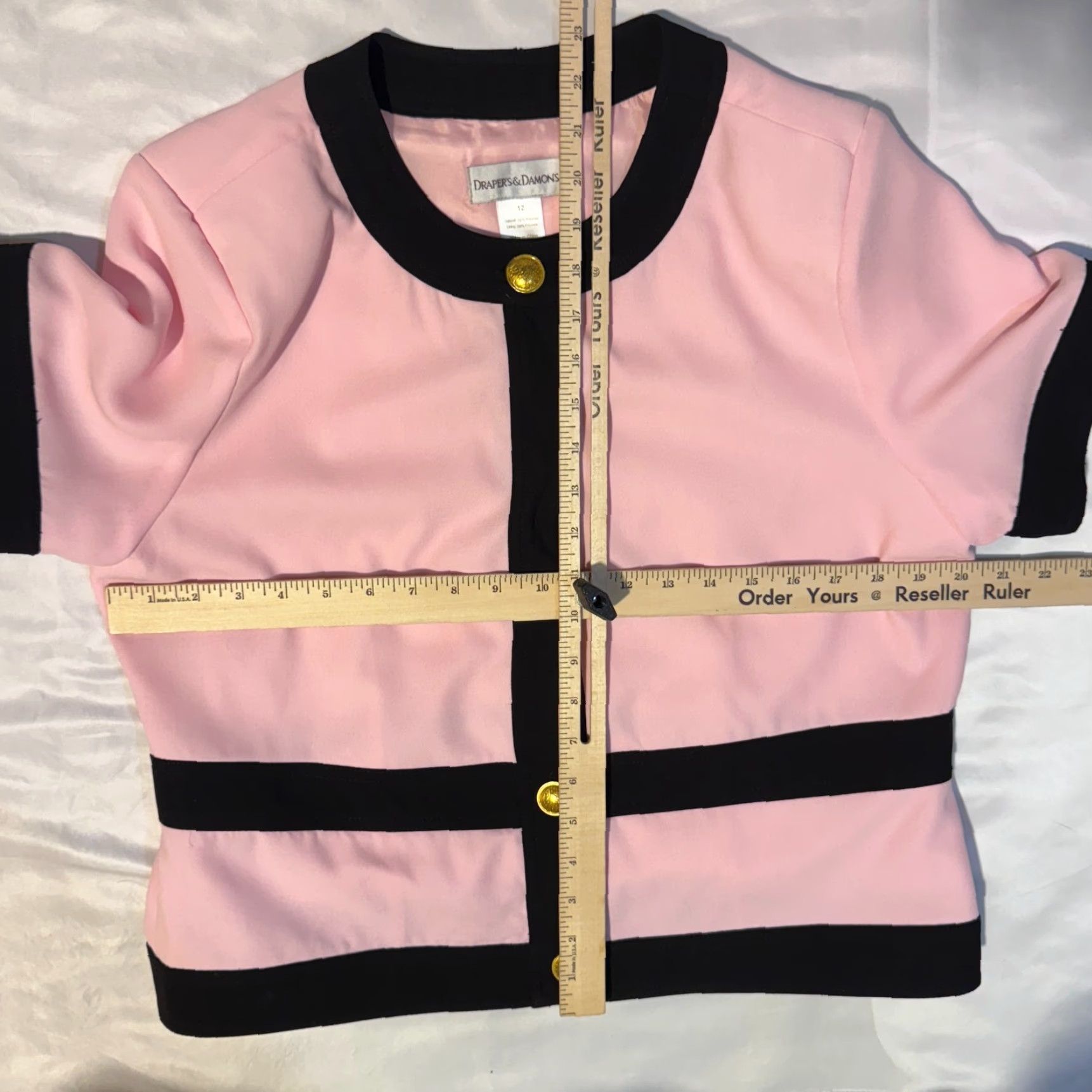 Vintage Drapers & Damons Pink Blazer Jacket 12 Women Cropped Short Sleeve Button Polyester Vintage No Size XL / US 12-14 / IT 48-50 - 4 Thumbnail