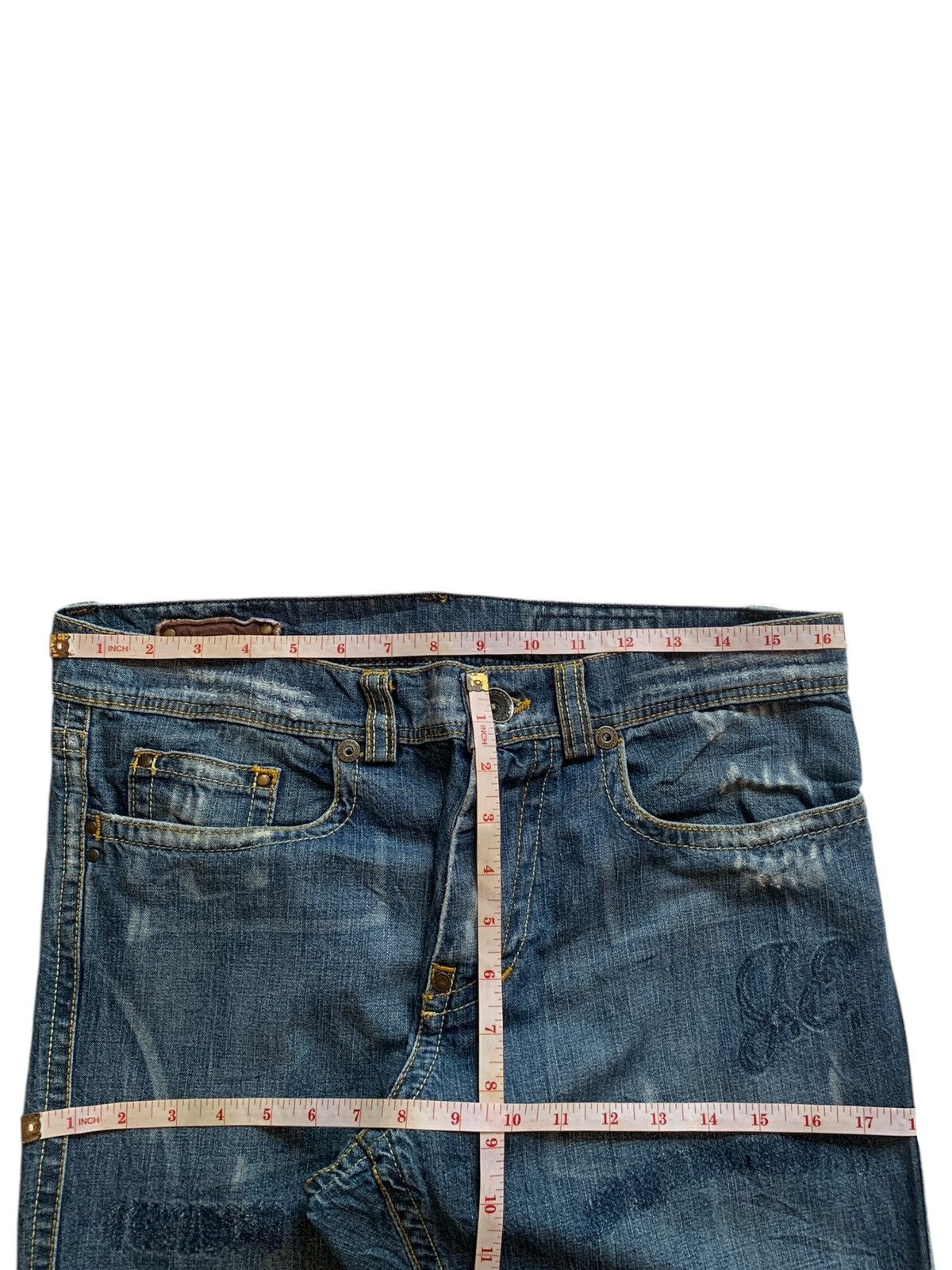 Japanese Brand SALES🔥Vintage Japanese Brand Blue Wash Distress Baggy Jeans Size US 33 - 11 Thumbnail