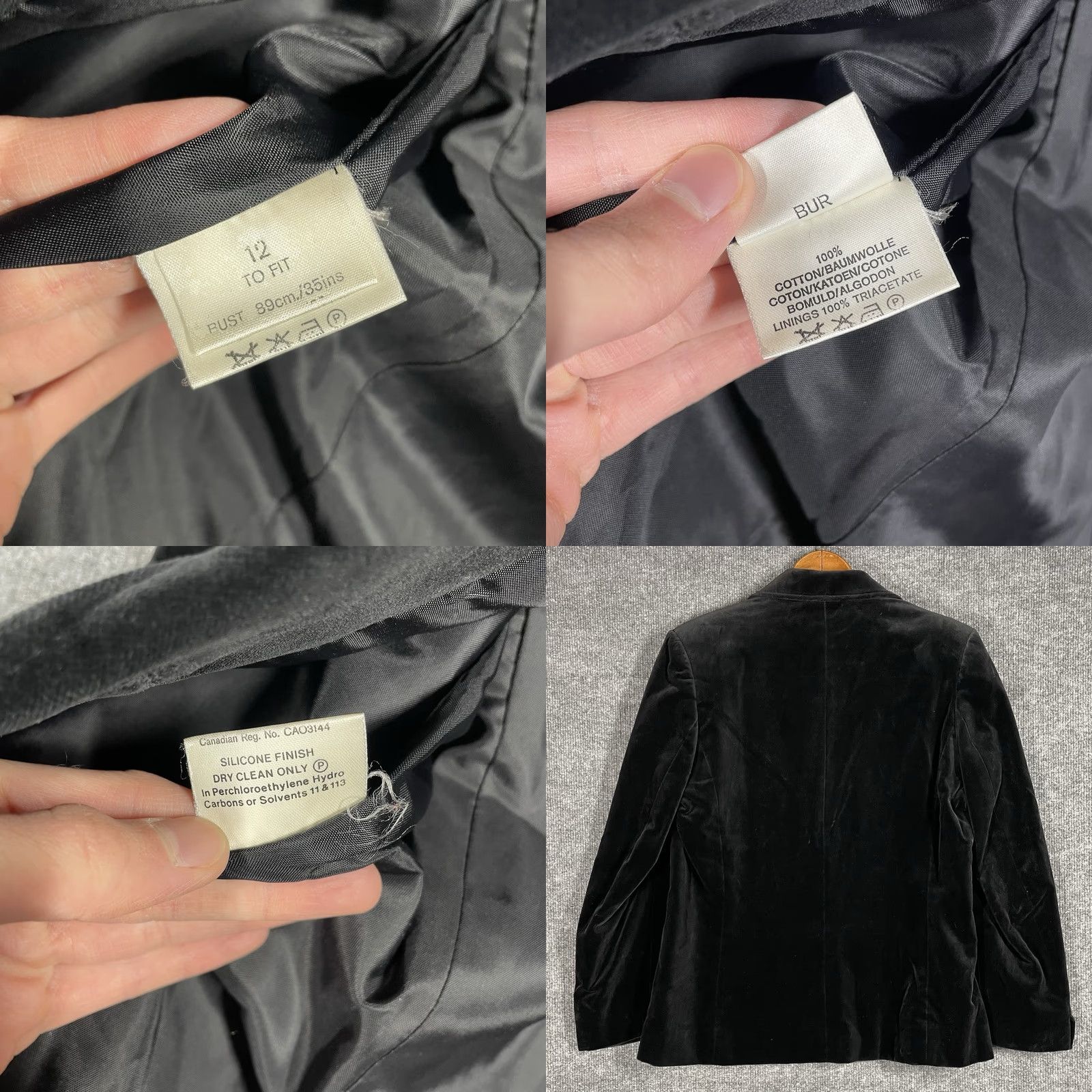 Vintage VINTAGE Blazer Jacket Women 12 Black Cotton Velour Velvet Blazer Size XL / US 12-14 / IT 48-50 - 8 Thumbnail