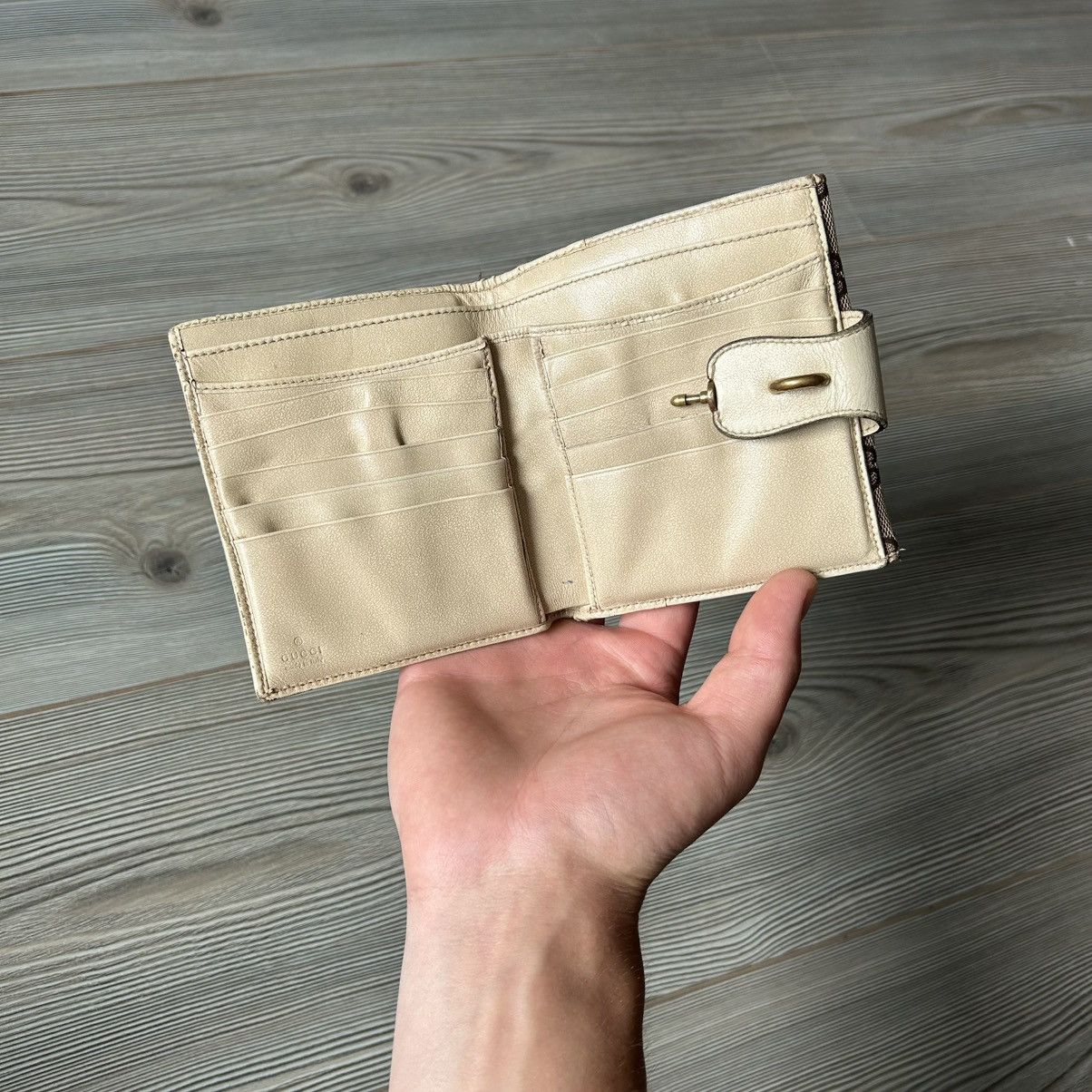 Gucci GUCCI GG BROWN WHITE CANVAS X LEATHER COMPACT WALLET Size ONE SIZE - 9 Thumbnail