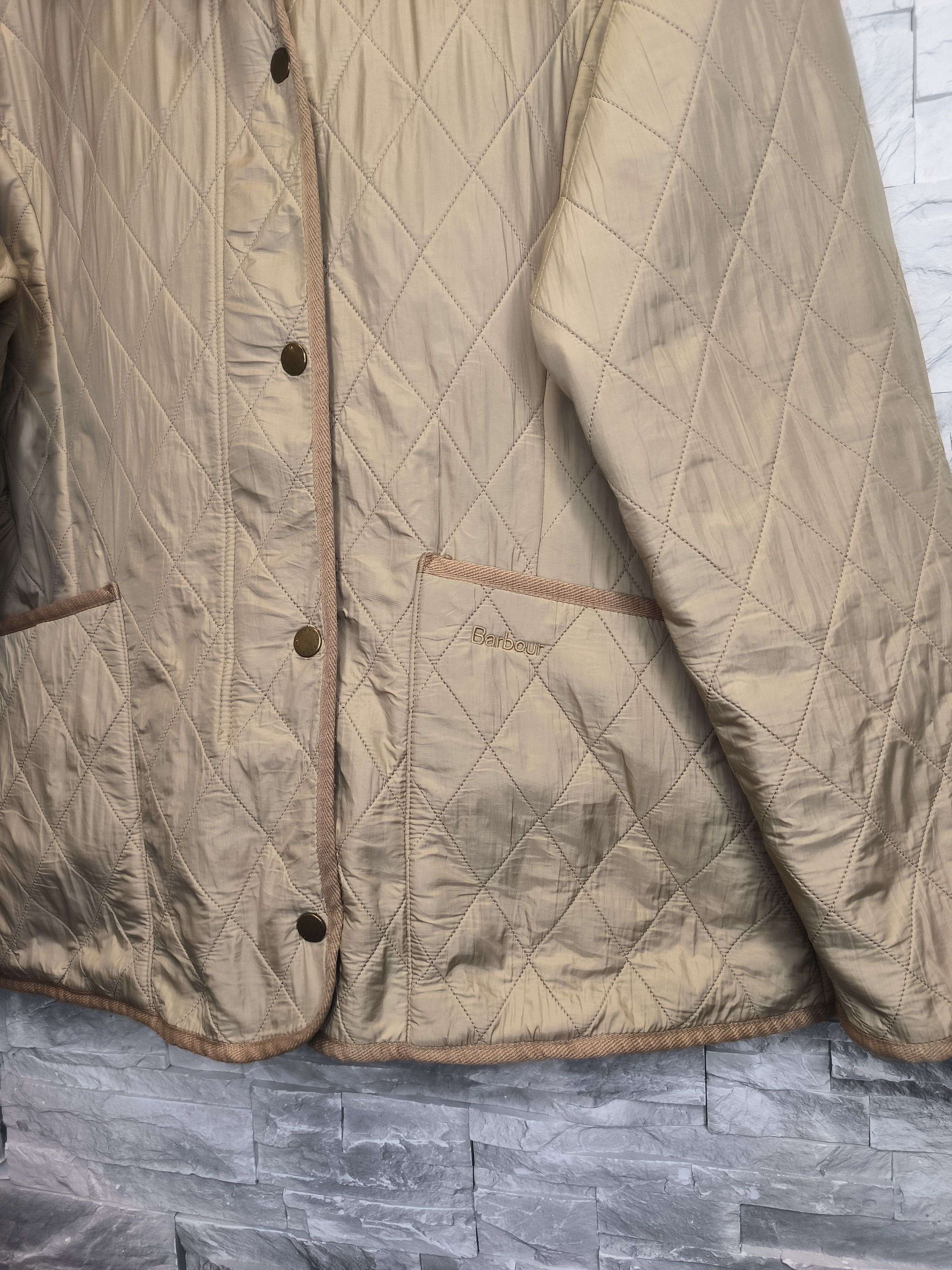 Barbour Barbour Jacket Logo Beige Vintage Polarquilt Size L / US 10 / IT 46 - 2 Thumbnail