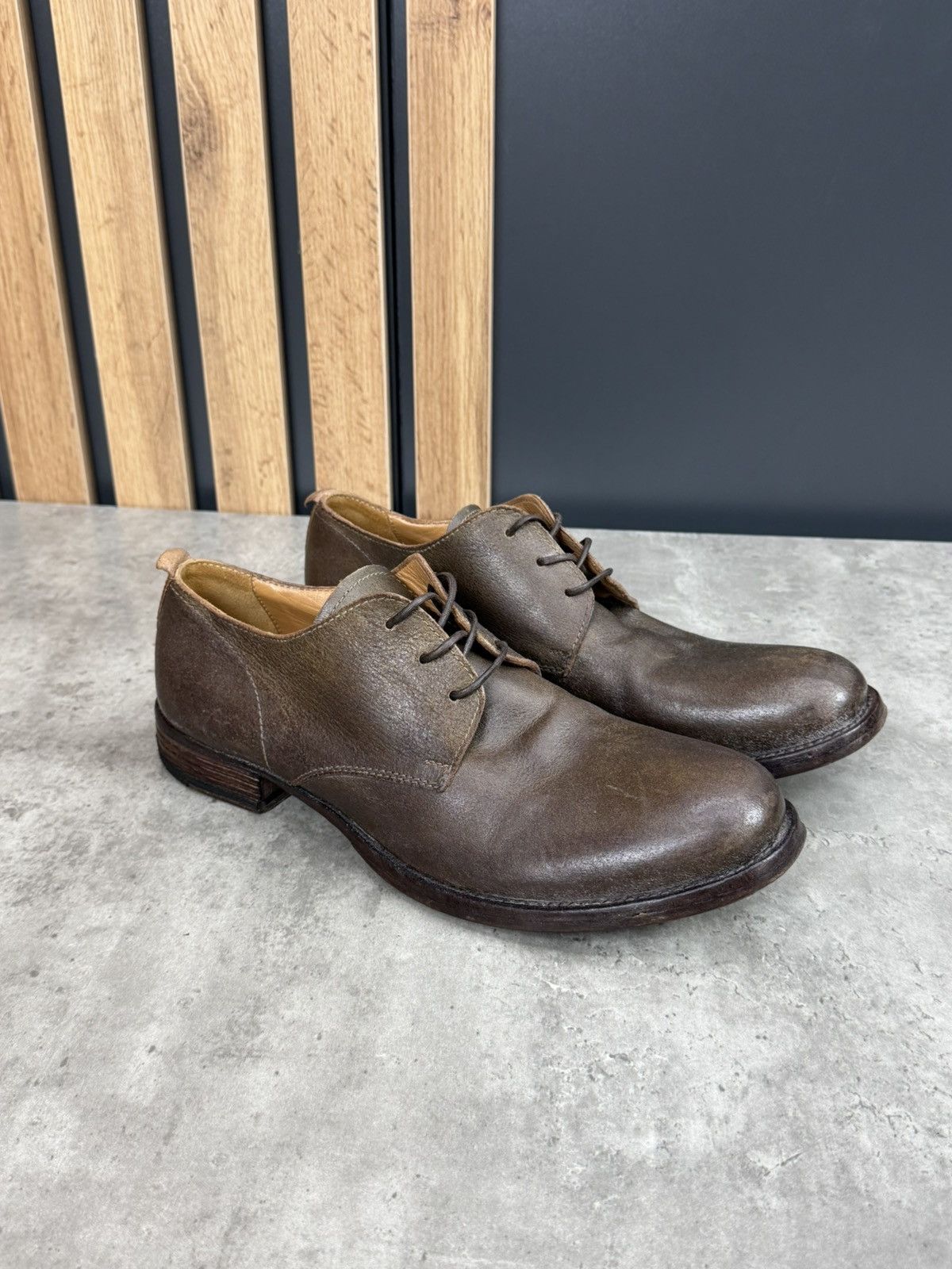 MoMA MOMA Brown Leather Distressed Derby Shoes Size 42 Size US 9 / EU 42 - 3 Thumbnail