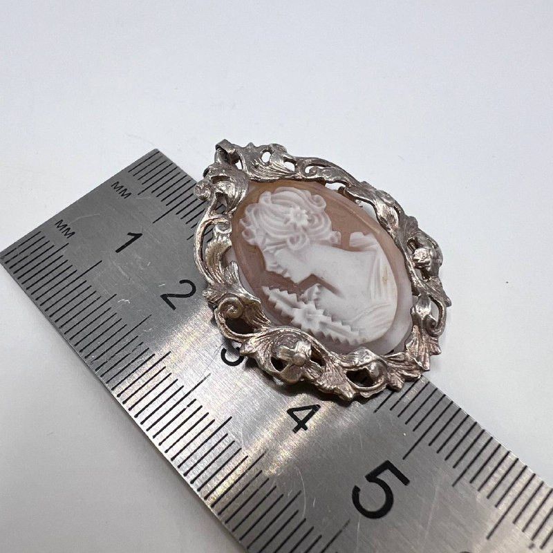 Vintage Vintage 925 Sterling Silver Shell Cameo Pin Brooch Pendant Size ONE SIZE - 5 Thumbnail