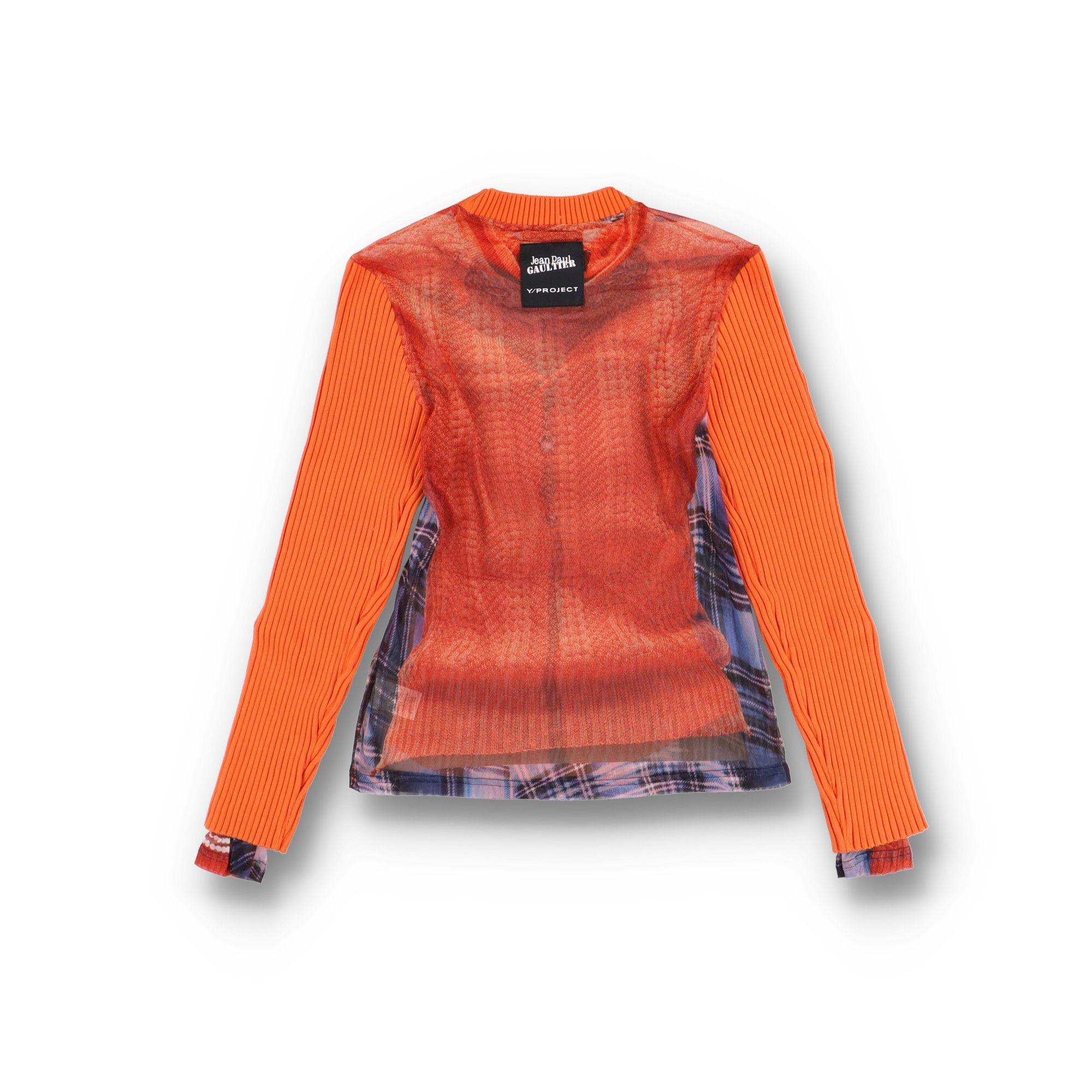 Jean Paul Gaultier × Y/Project Orange Trompe L'oeil Cardigan Print Sweater Size S / US 4 / IT 40 - 8 Thumbnail