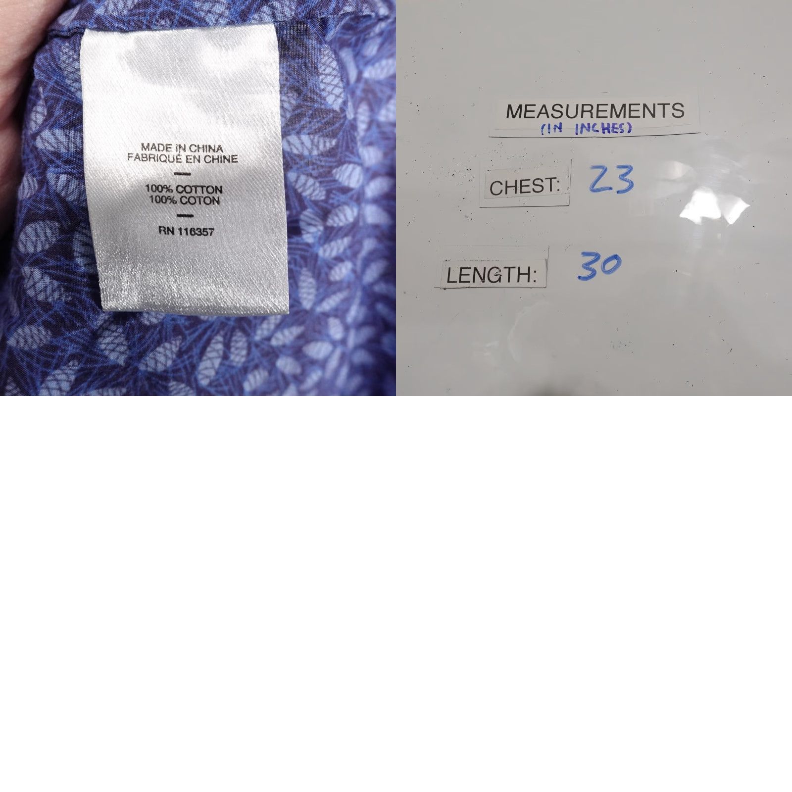 Vintage ZACHARY PRELL Button-Up Shirt Mens Large Blue Leaf Print Short Sleeve Casual Cotton Size US L / EU 52-54 / 3 - 8 Thumbnail