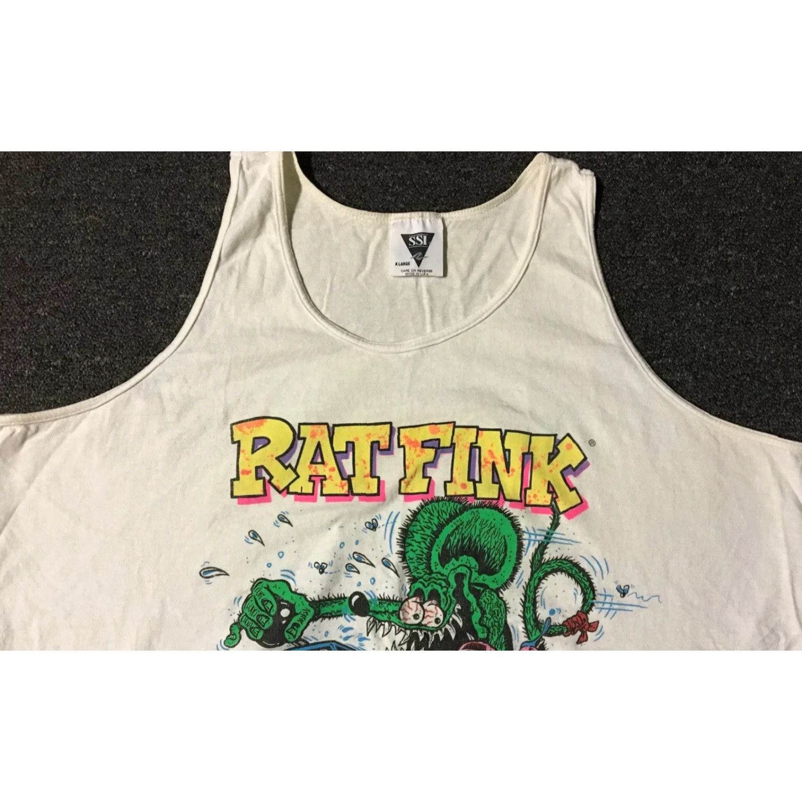 Vintage VINTAGE 90s Rat Fink Poppin Wheelies Faded Tank Top XL White Skate Grunge 80s Size US XL / EU 56 / 4 - 5 Thumbnail