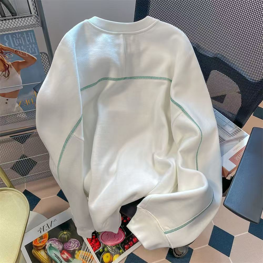 Vintage White Green Stitch Oversized Sweatshirt Size US M / EU 48-50 / 2 - 3 Thumbnail