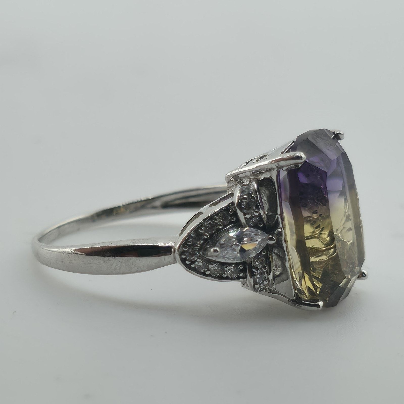 Other Sterling Silver Ametrine Ring 9.25 Cushion Purple Yellow Size ONE SIZE - 3 Thumbnail
